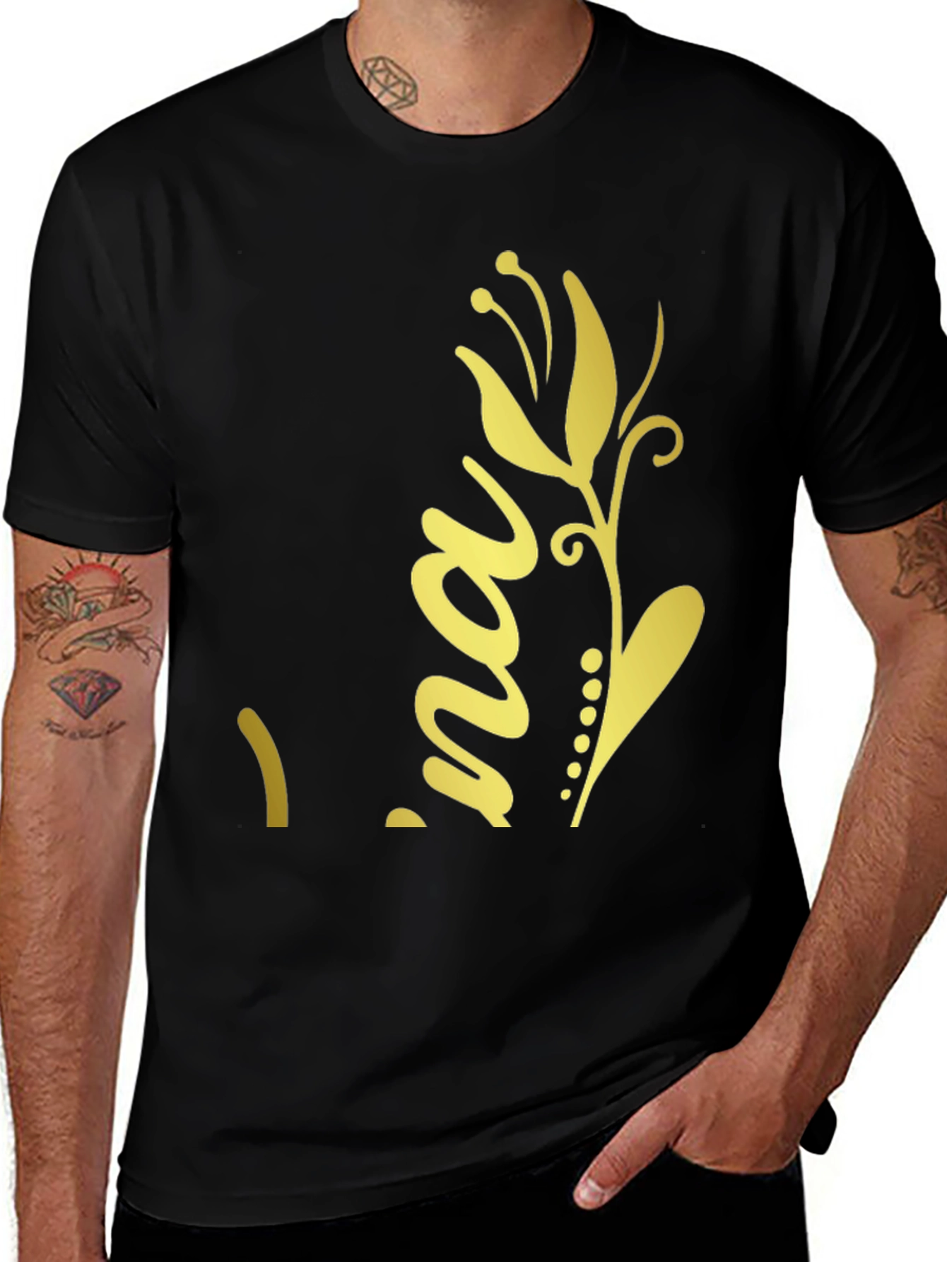 Variant 23 of Elegant Floral Design Black T-Shirt