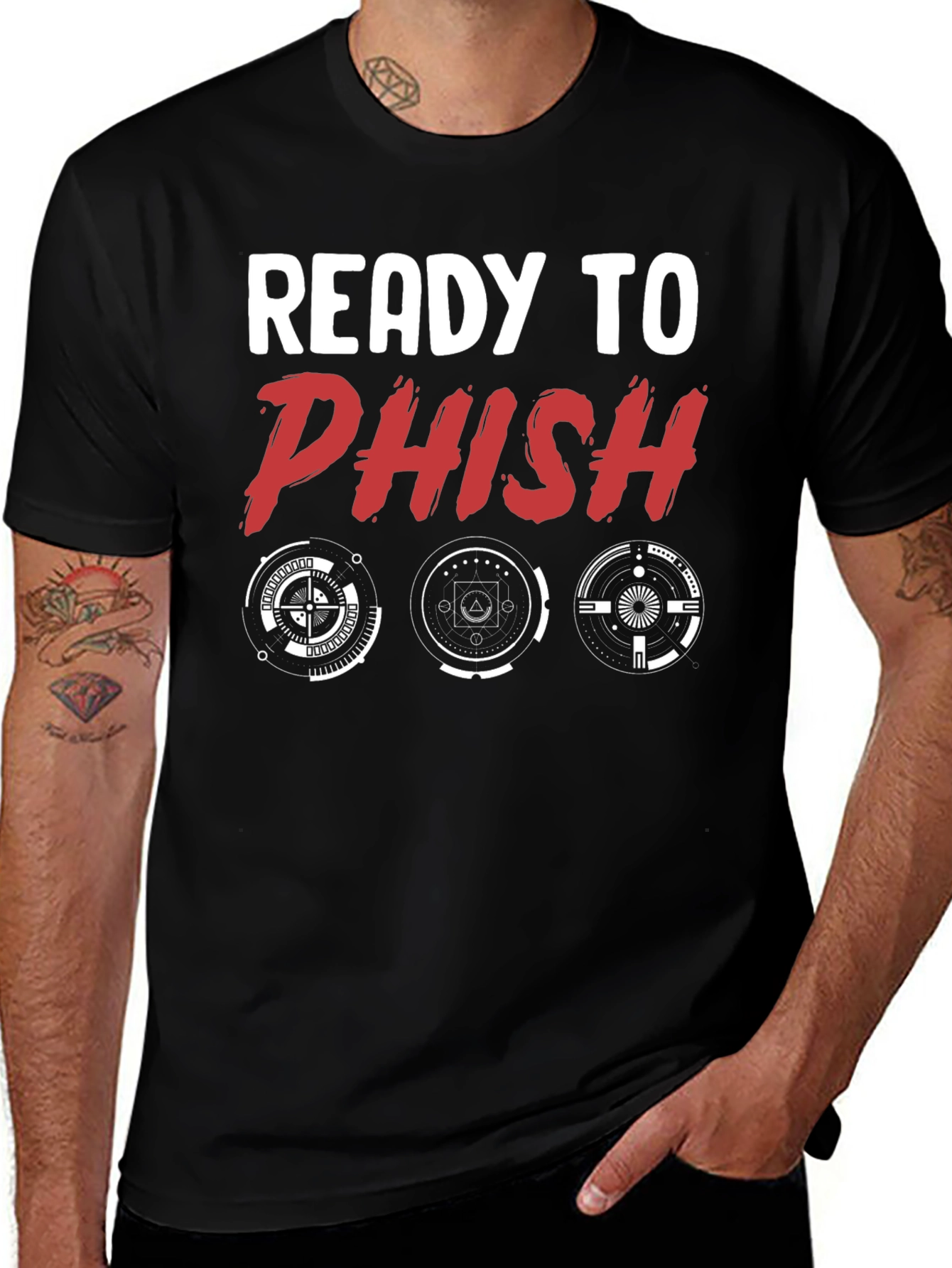 Variant 12 of Ready to Phish Graphic Tee - Black Crew Neck Cotton T-Shirt
