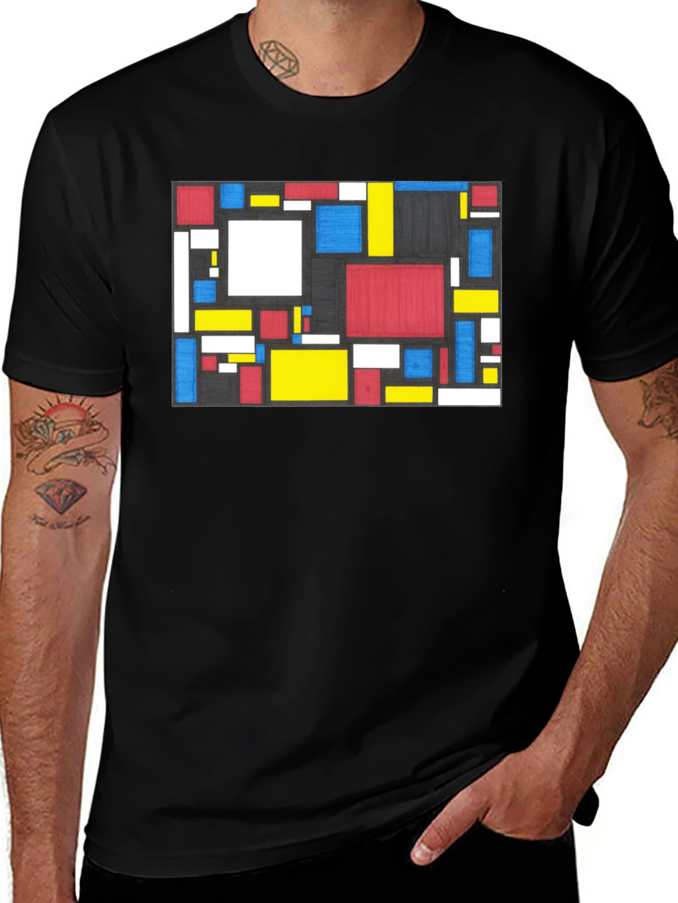 Variant 5 of Abstract Art Graphic Print Crew Neck T-Shirt