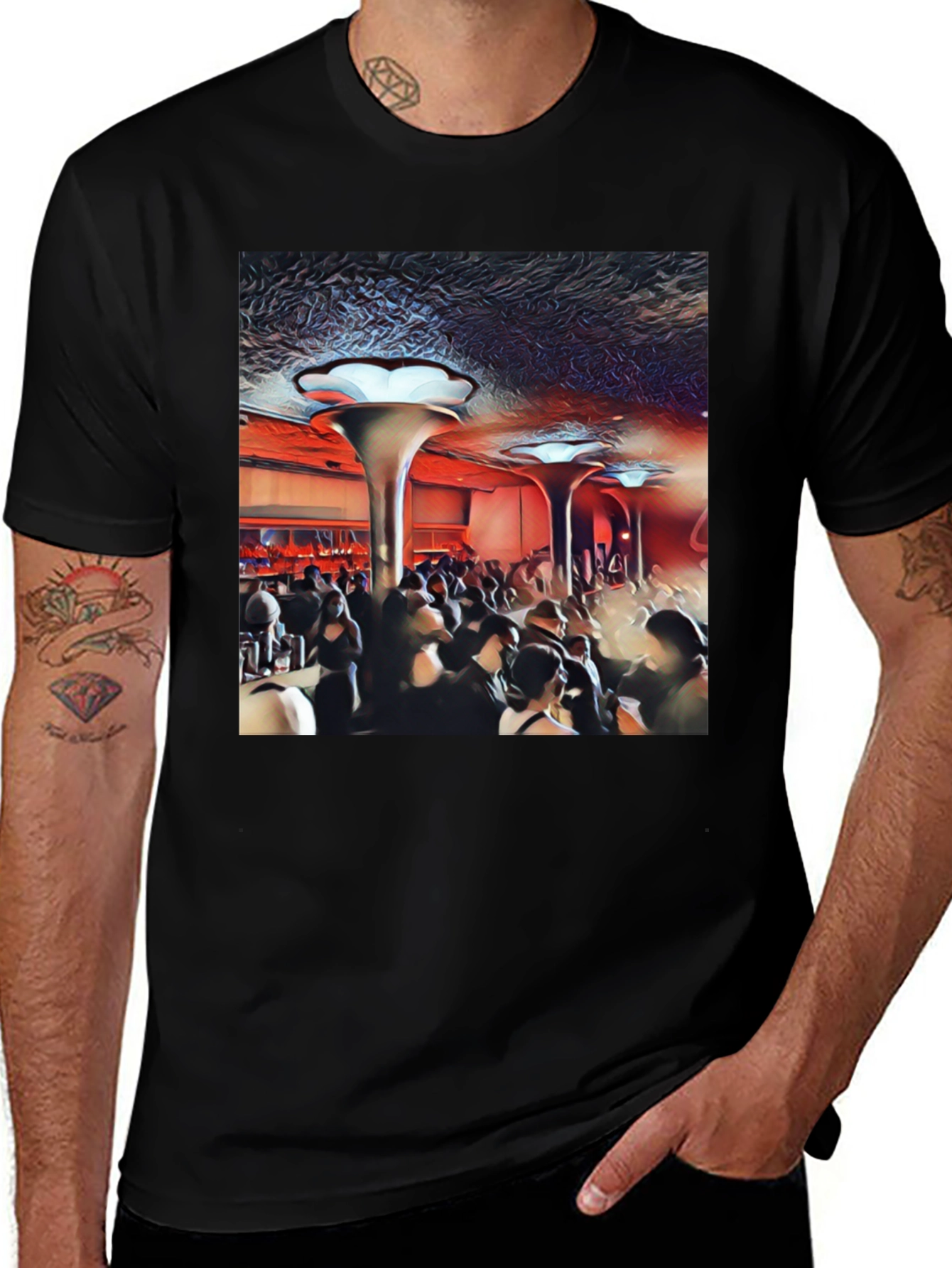 Variant 6 of Retro Club Scene Black T-Shirt