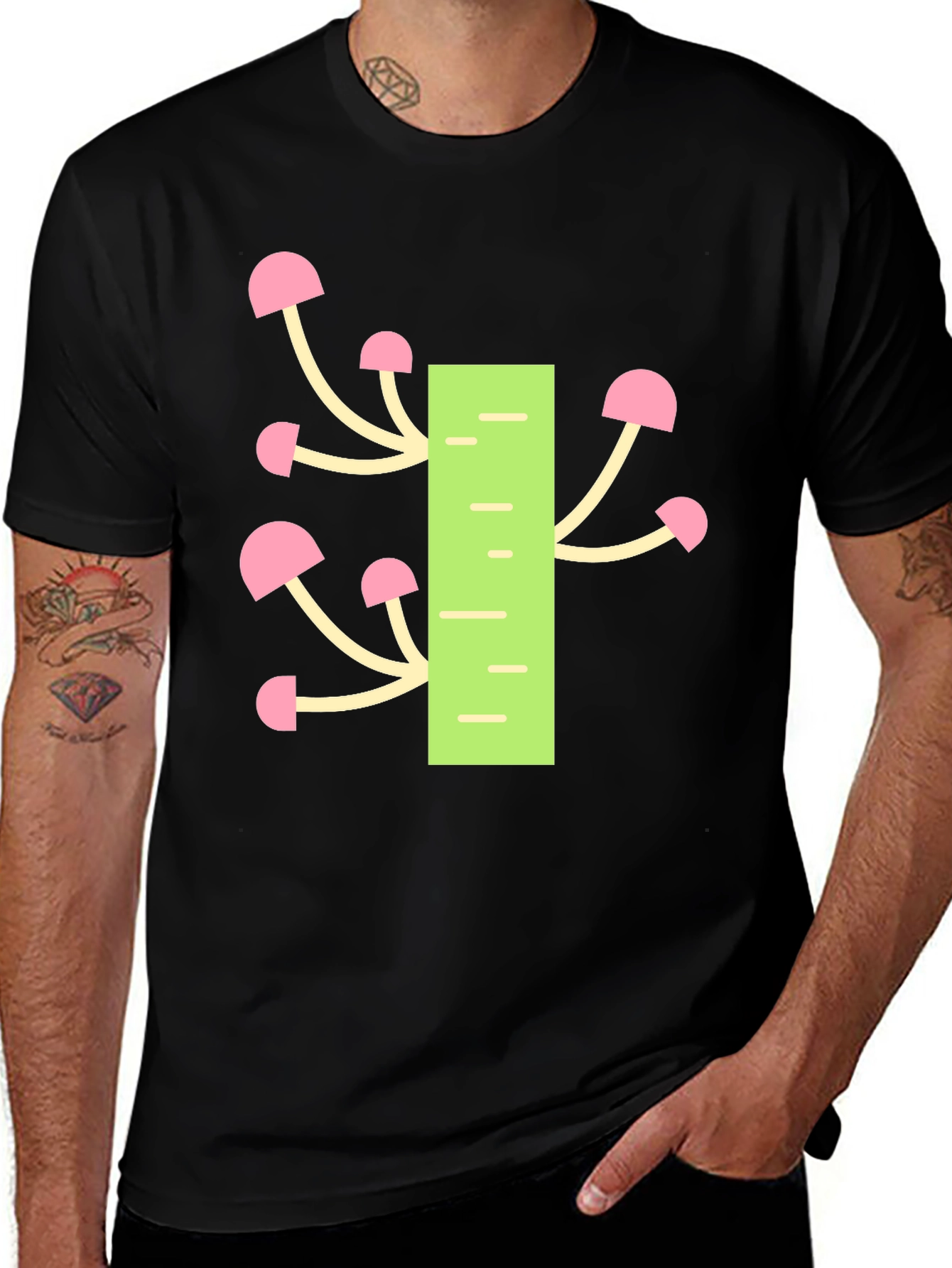 Variant 3 of Black T-Shirt with Fungi Graphic