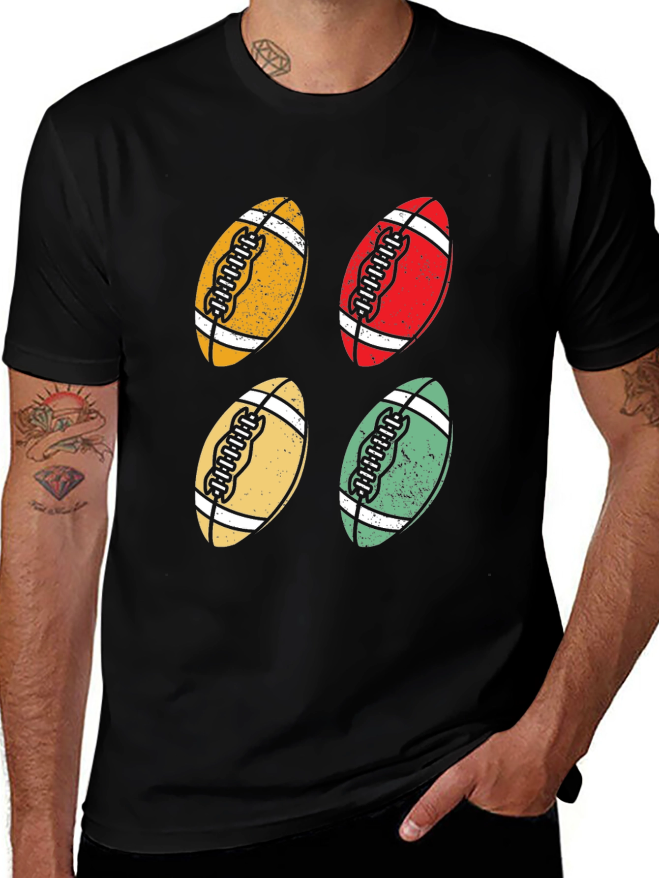 Black Retro Football Graphic Tee - Casual Style main image