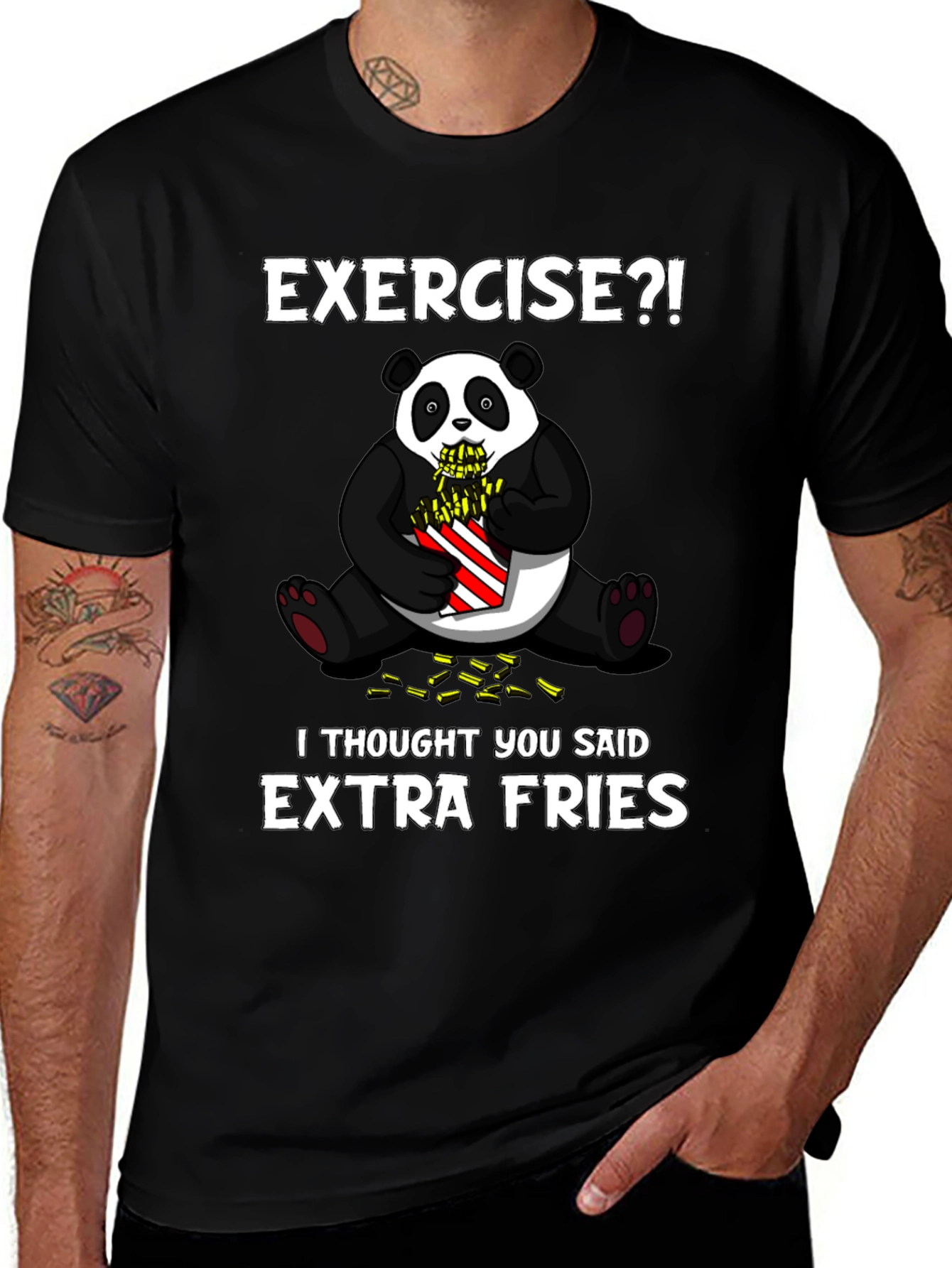 Variant 23 of Funny Panda Extra Fries Graphic T-Shirt