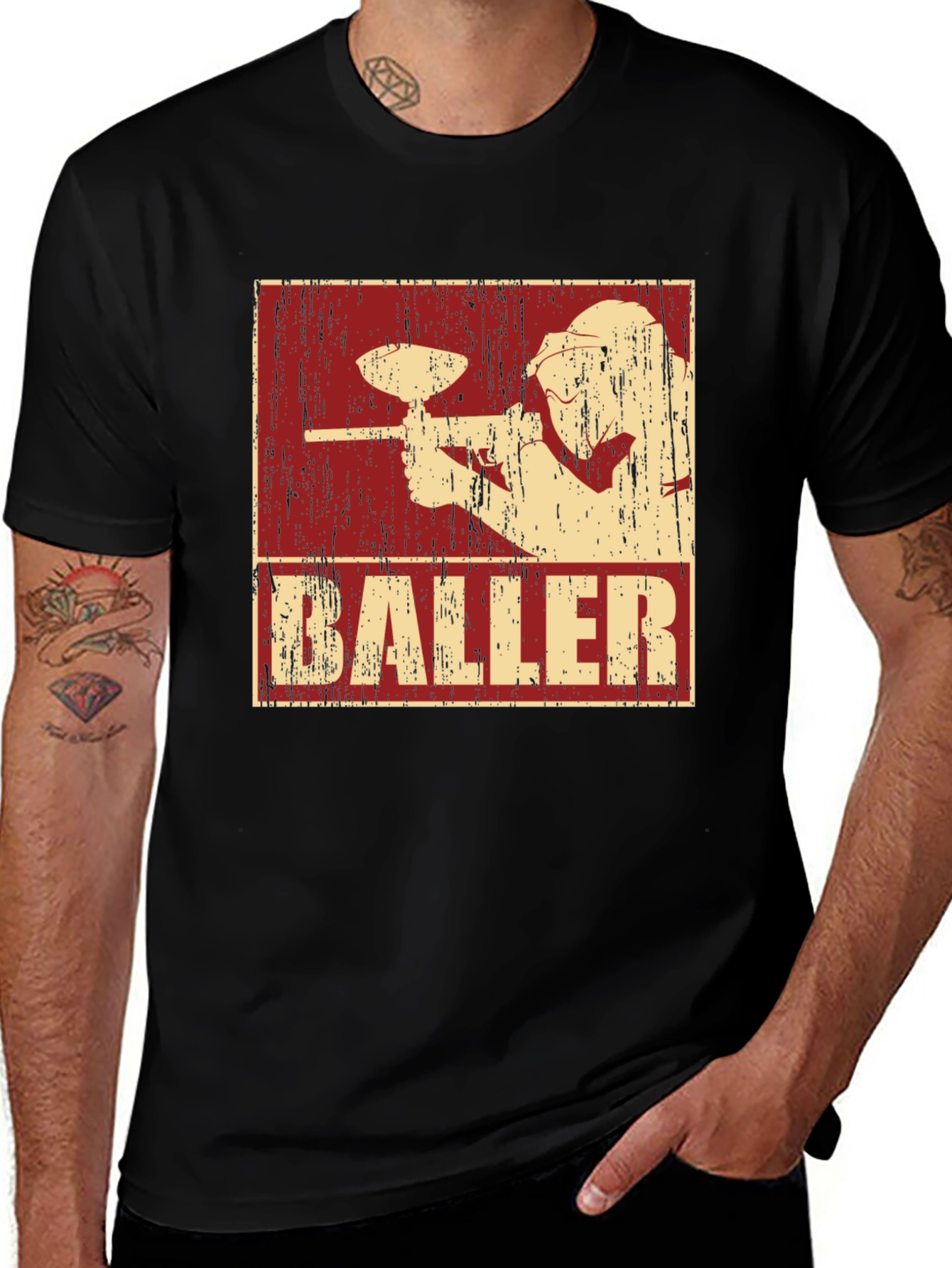 Variant 12 of Baller Paintball T-Shirt - Black Cotton Graphic Tee