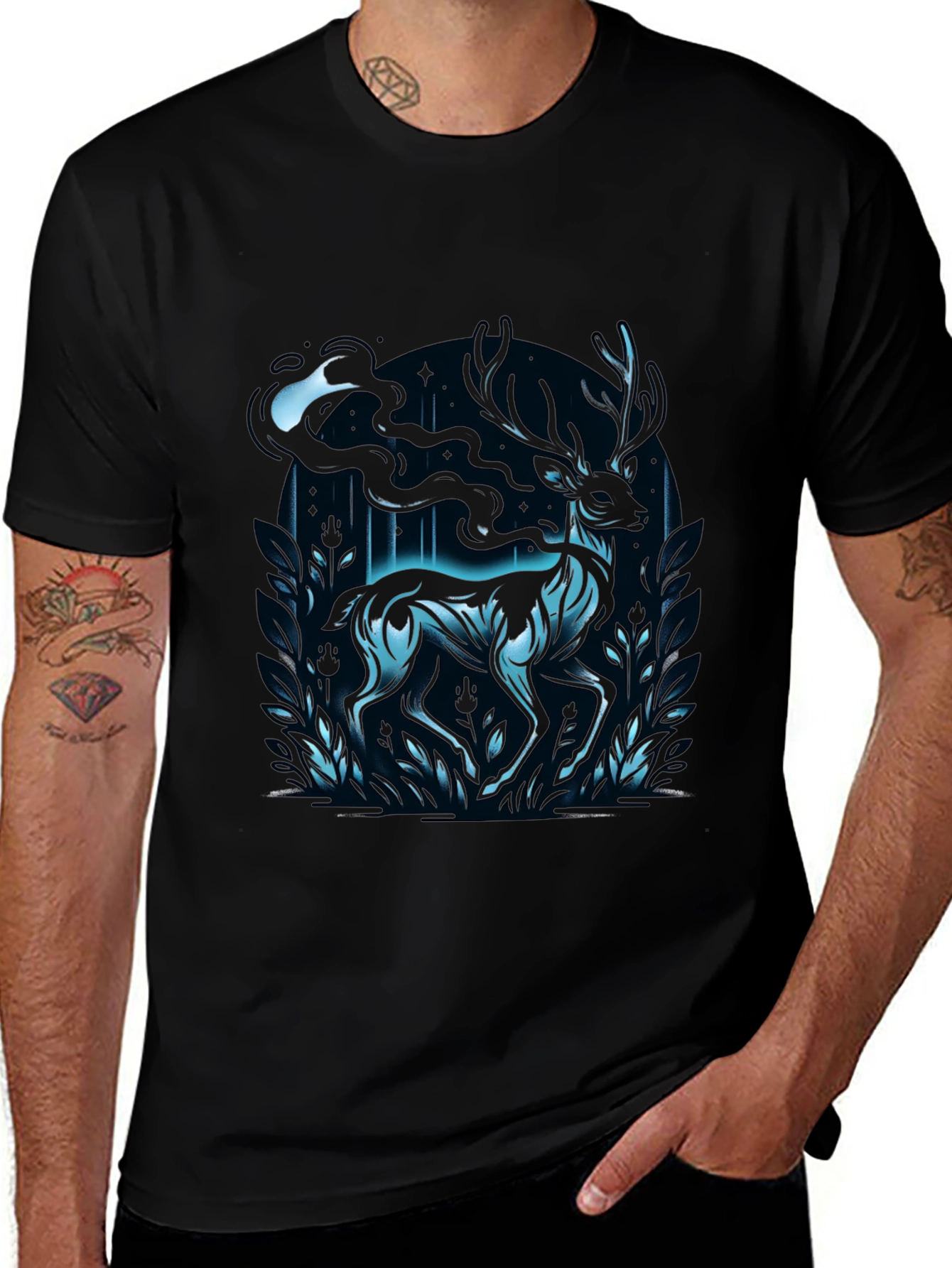 Mystic Stag Graphic Tee - Men's Black T-Shirt