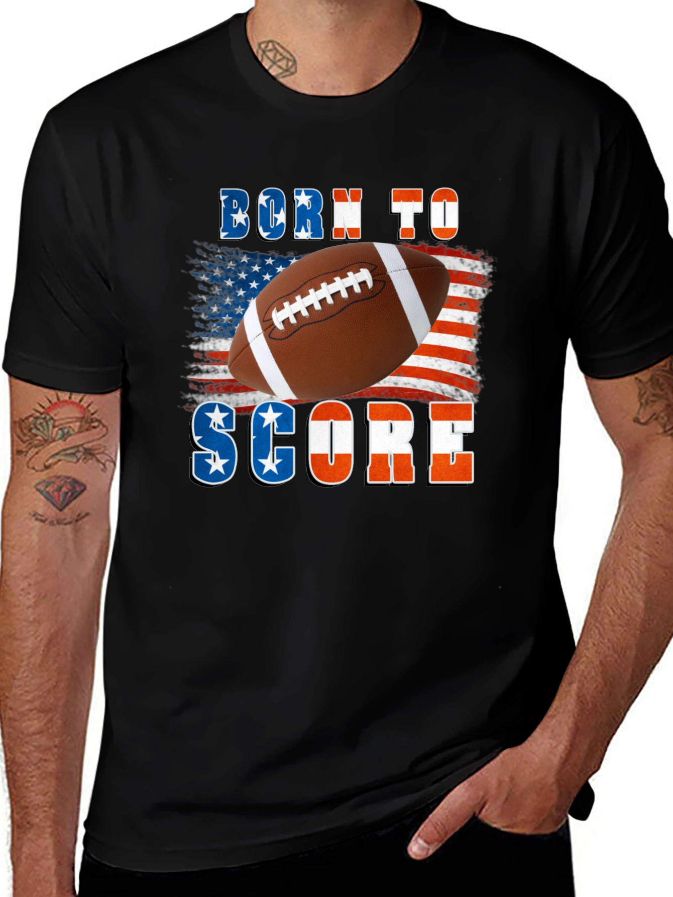 Born to Score Football USA Flag T-Shirt