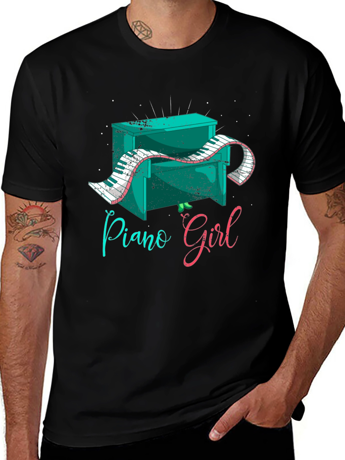 Variant 10 of Piano Girl Graphic Tee - Music Lover's T-Shirt
