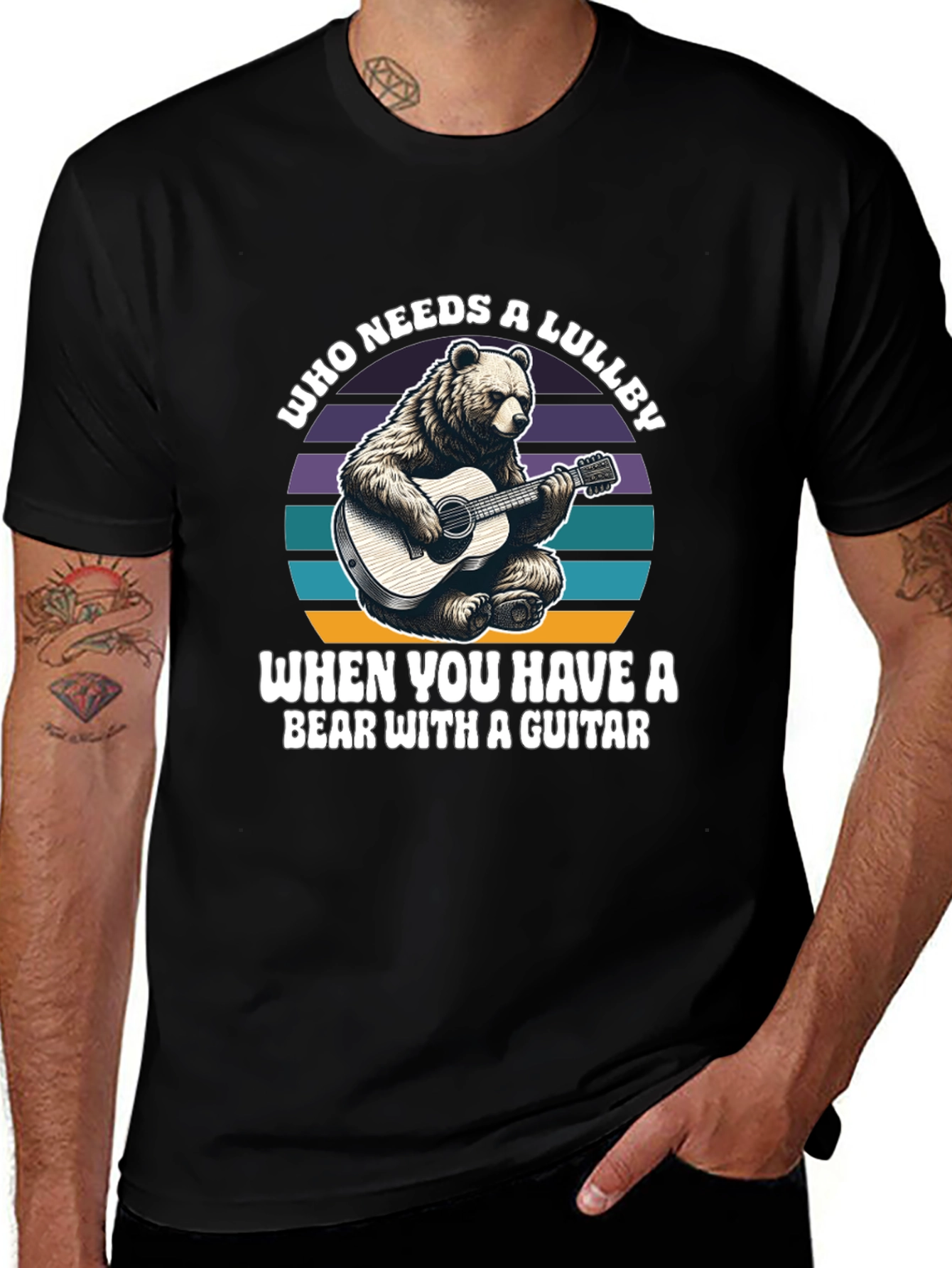 Variant 26 of Bear Guitarist T-Shirt - Who Needs a Lullaby?
