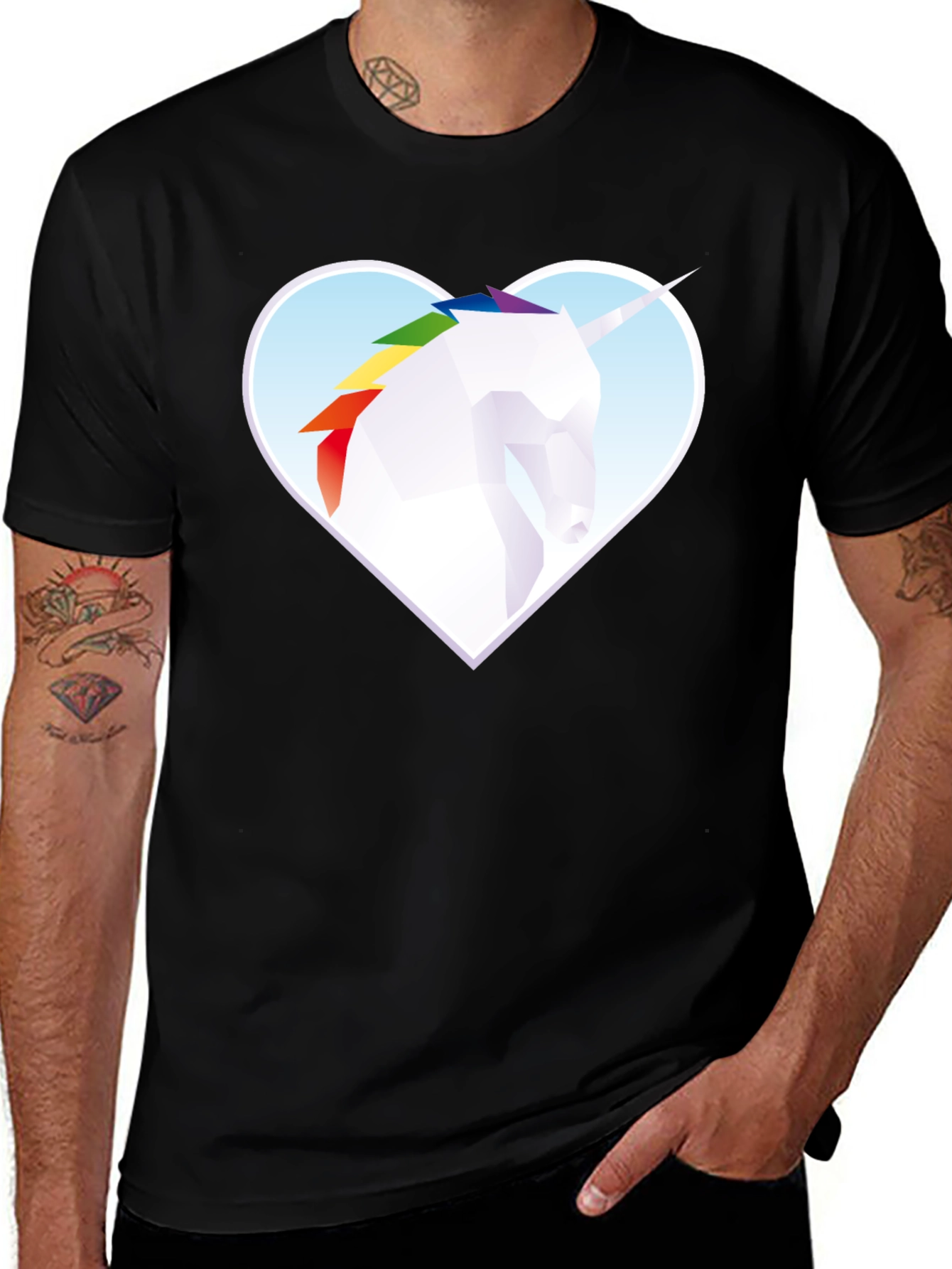 Unicorn Heart Graphic Tee - Modern Geometric Design