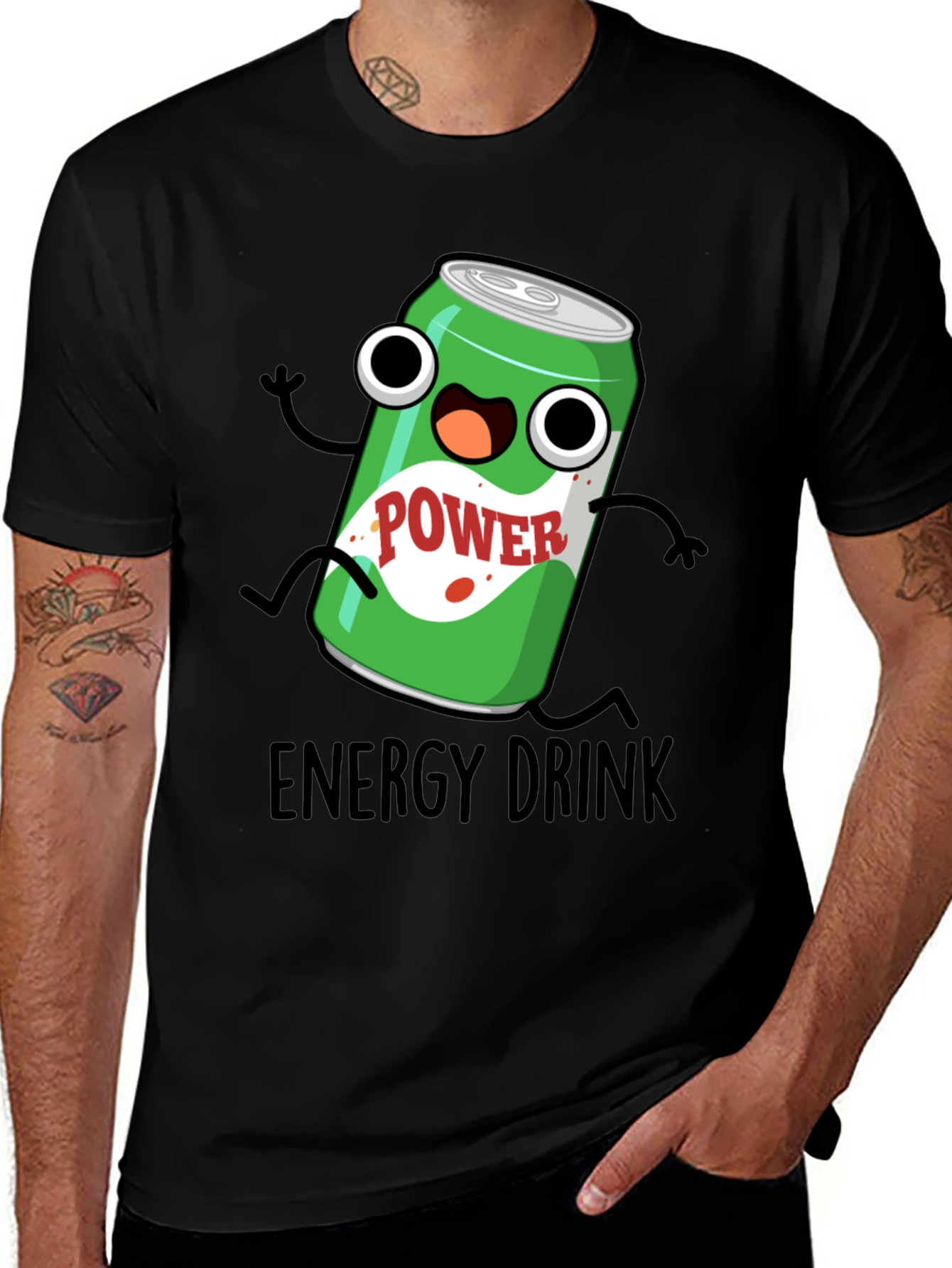 Variant 18 of Cartoon Energy Drink T-Shirt - Black