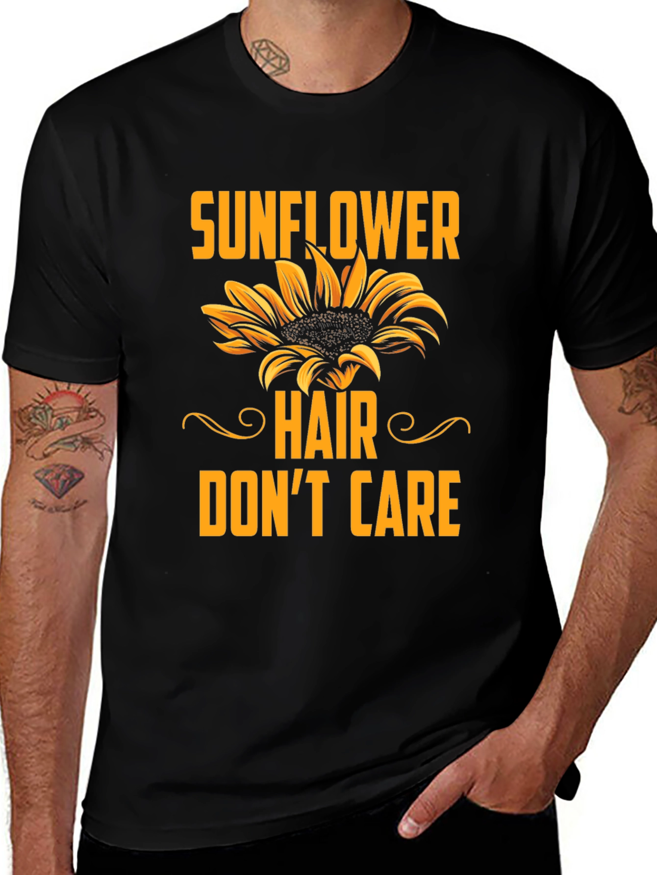 Variant 22 of Sunflower Hair Don't Care Black T-Shirt