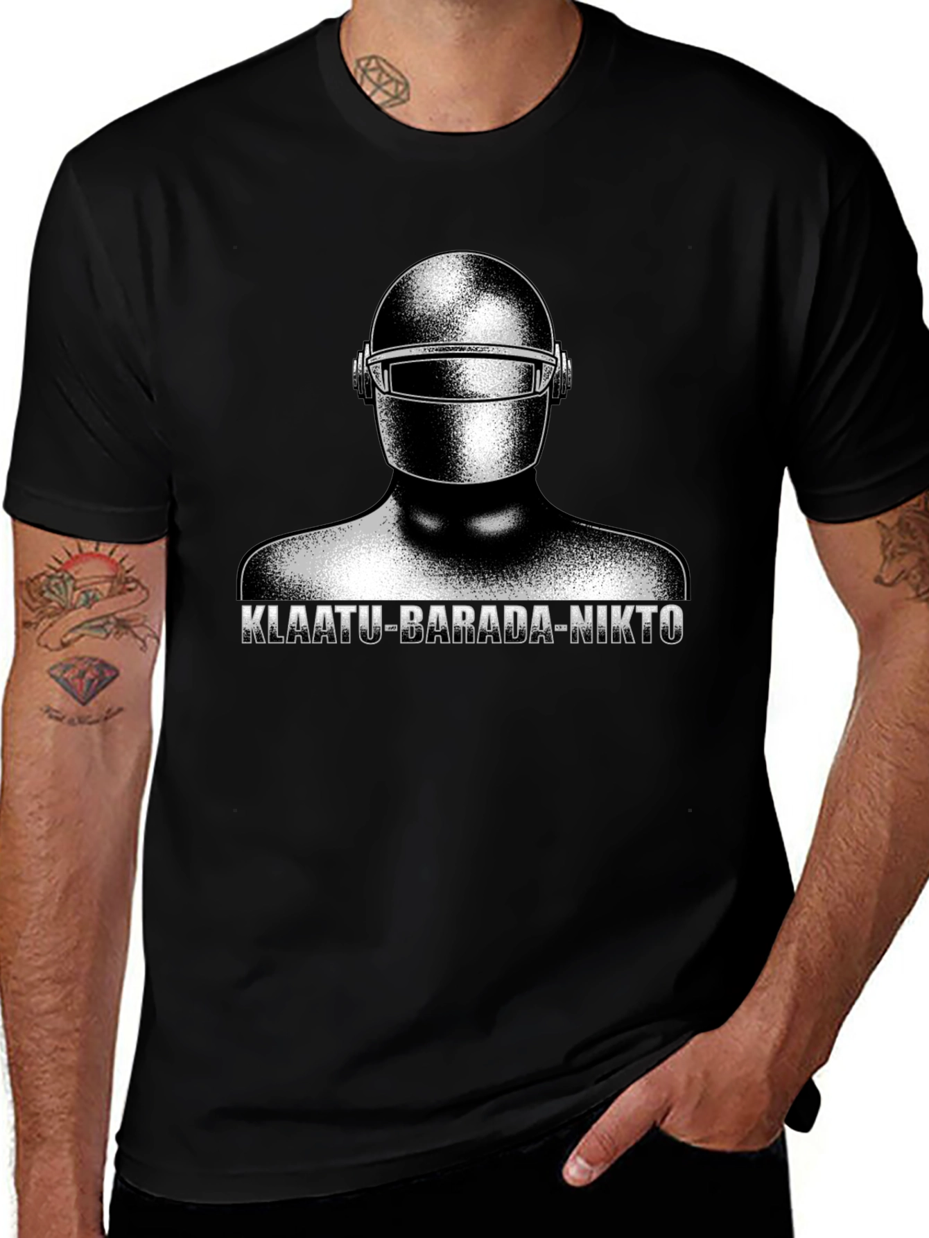 Variant 30 of Klaatu Barada Nikto T-Shirt - Sci-Fi Robot Design