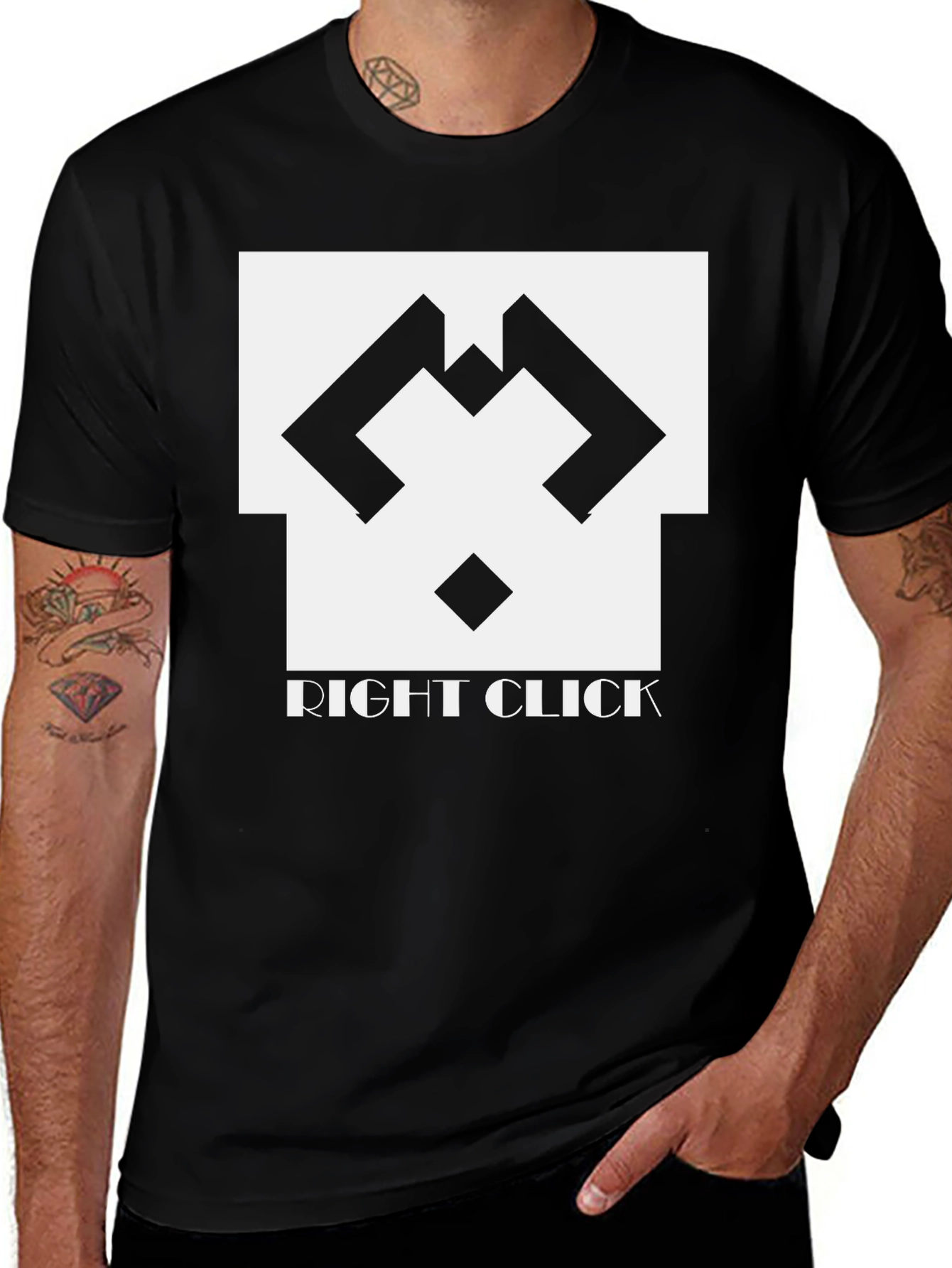 Right Click Black Graphic Tee - Modern Tech Style