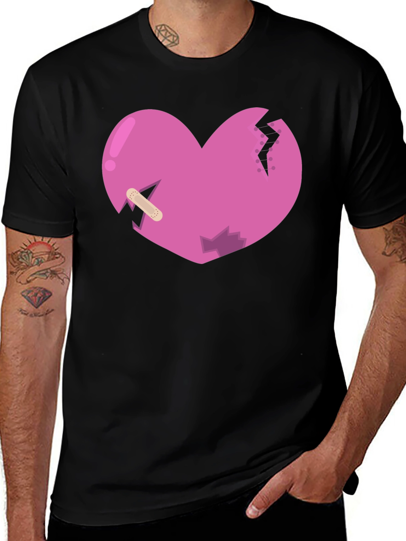 Variant 23 of Broken Heart Graphic Tee - Black