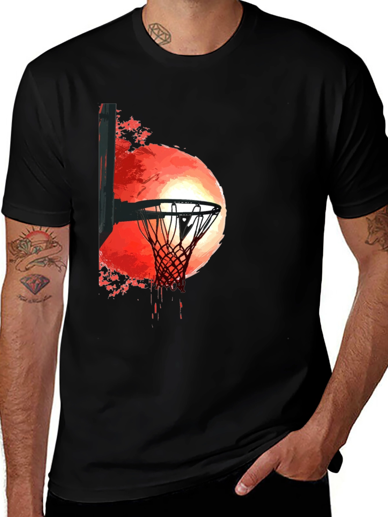 Variant 15 of Basketball Hoop Moon Graphic Tee - Unique Design