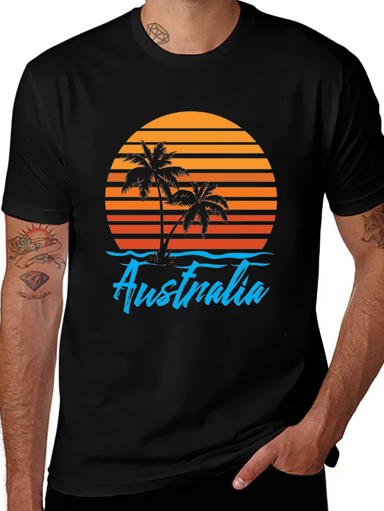Australia Sunset Palm Tree Graphic T-Shirt