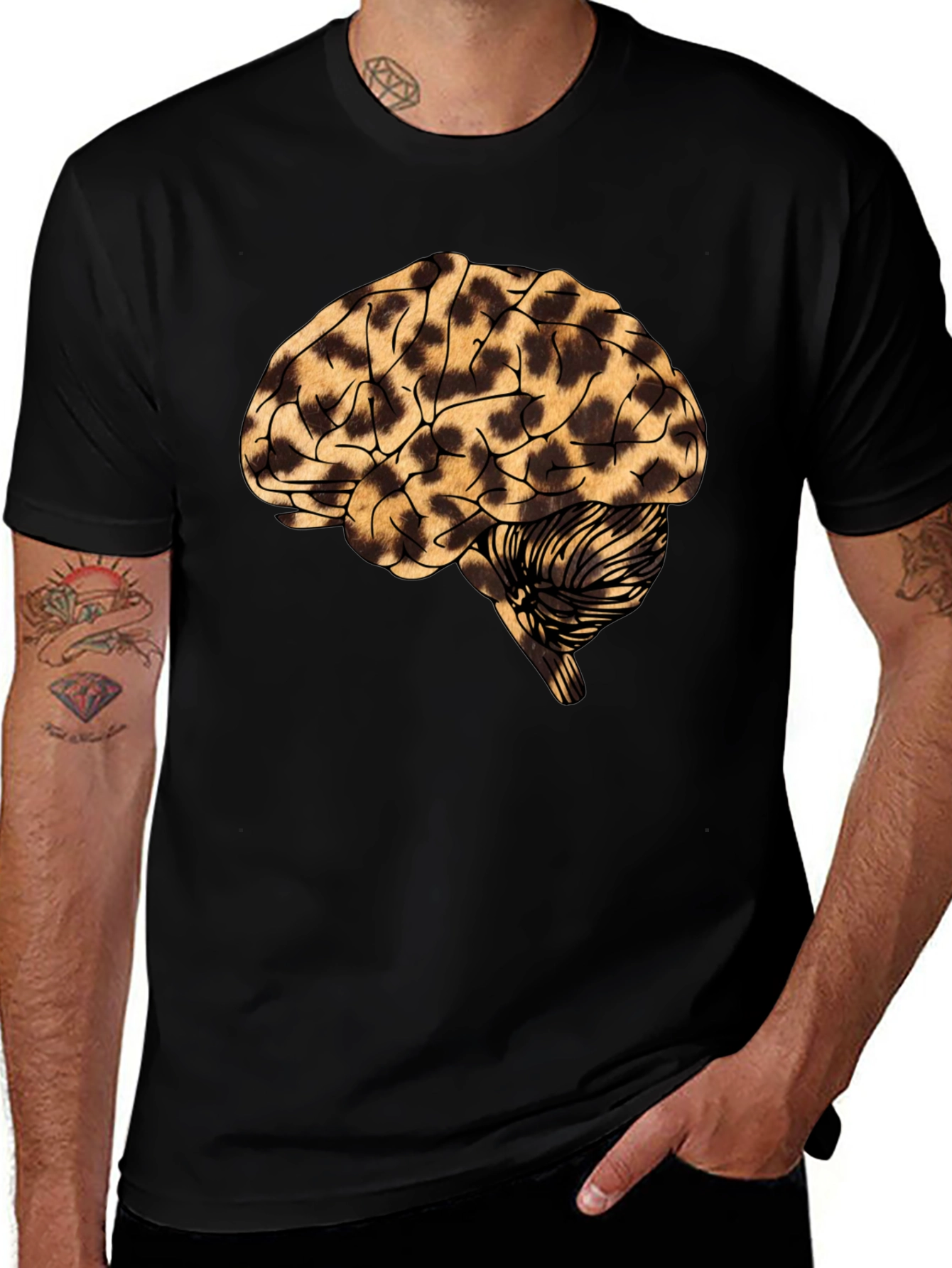 Variant 13 of Leopard Brain Graphic T-Shirt