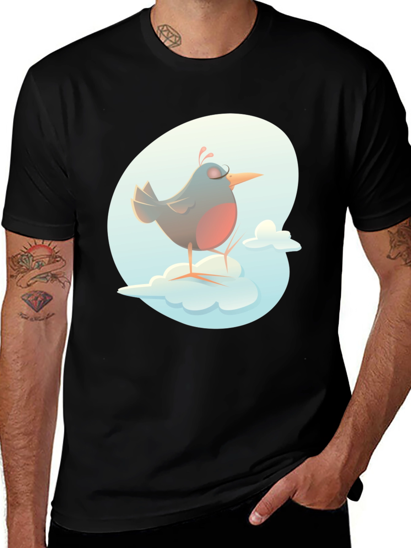 Variant 19 of Bird on a Cloud Graphic Tee - Black