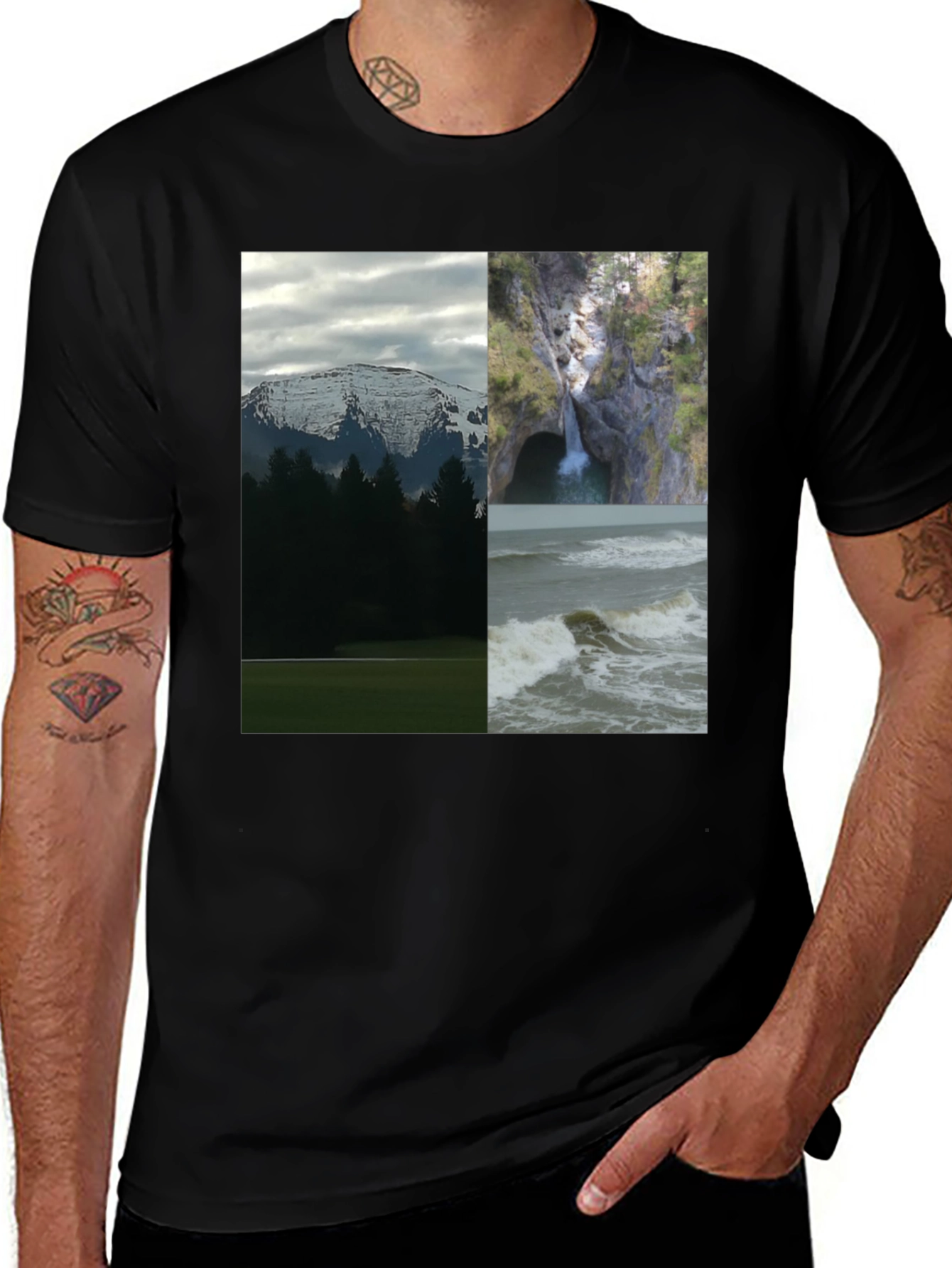 Variant 11 of Nature Collage Black T-Shirt