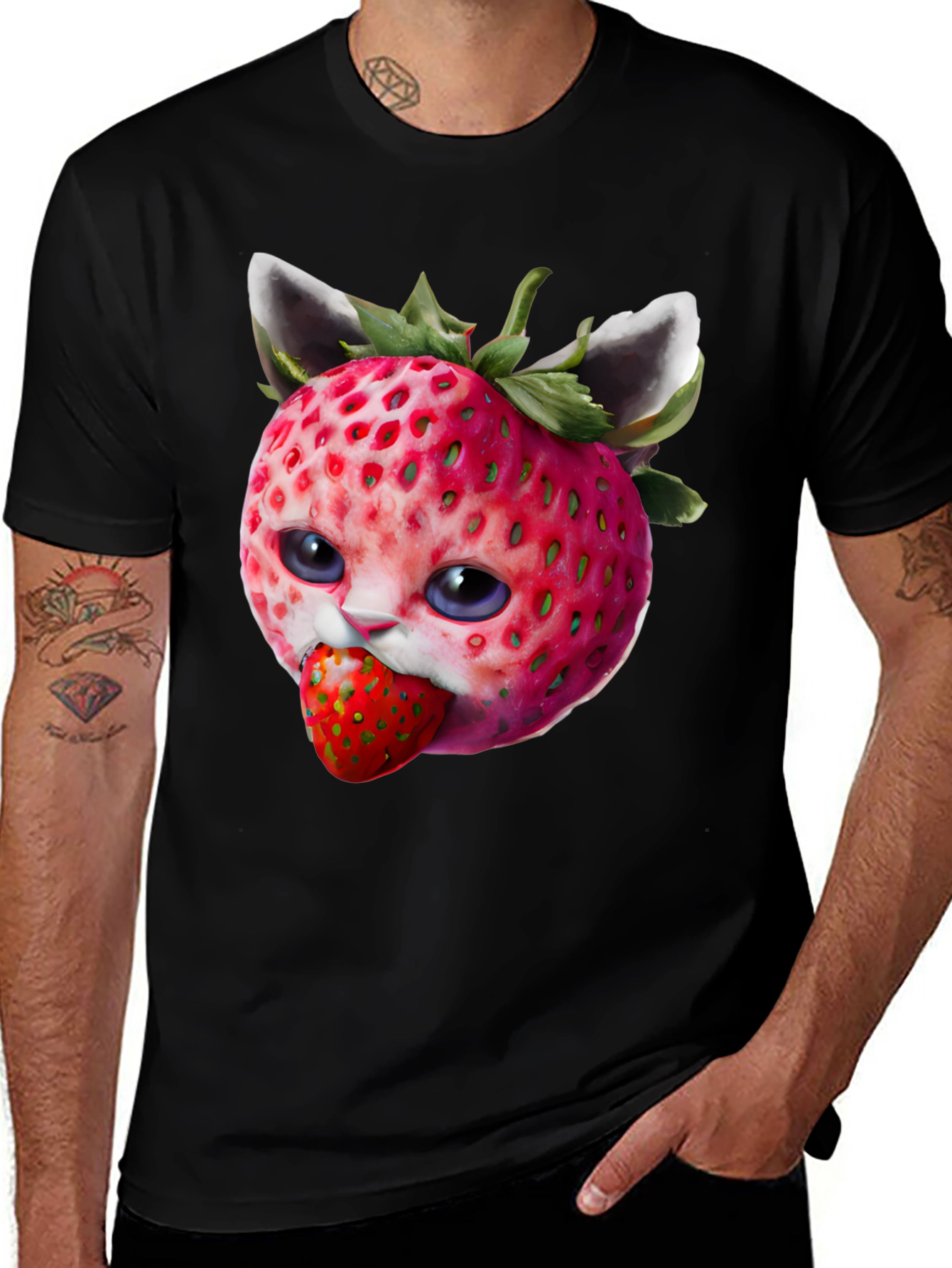 Variant 28 of Strawberry Cat Graphic T-Shirt - Unique Cute Design
