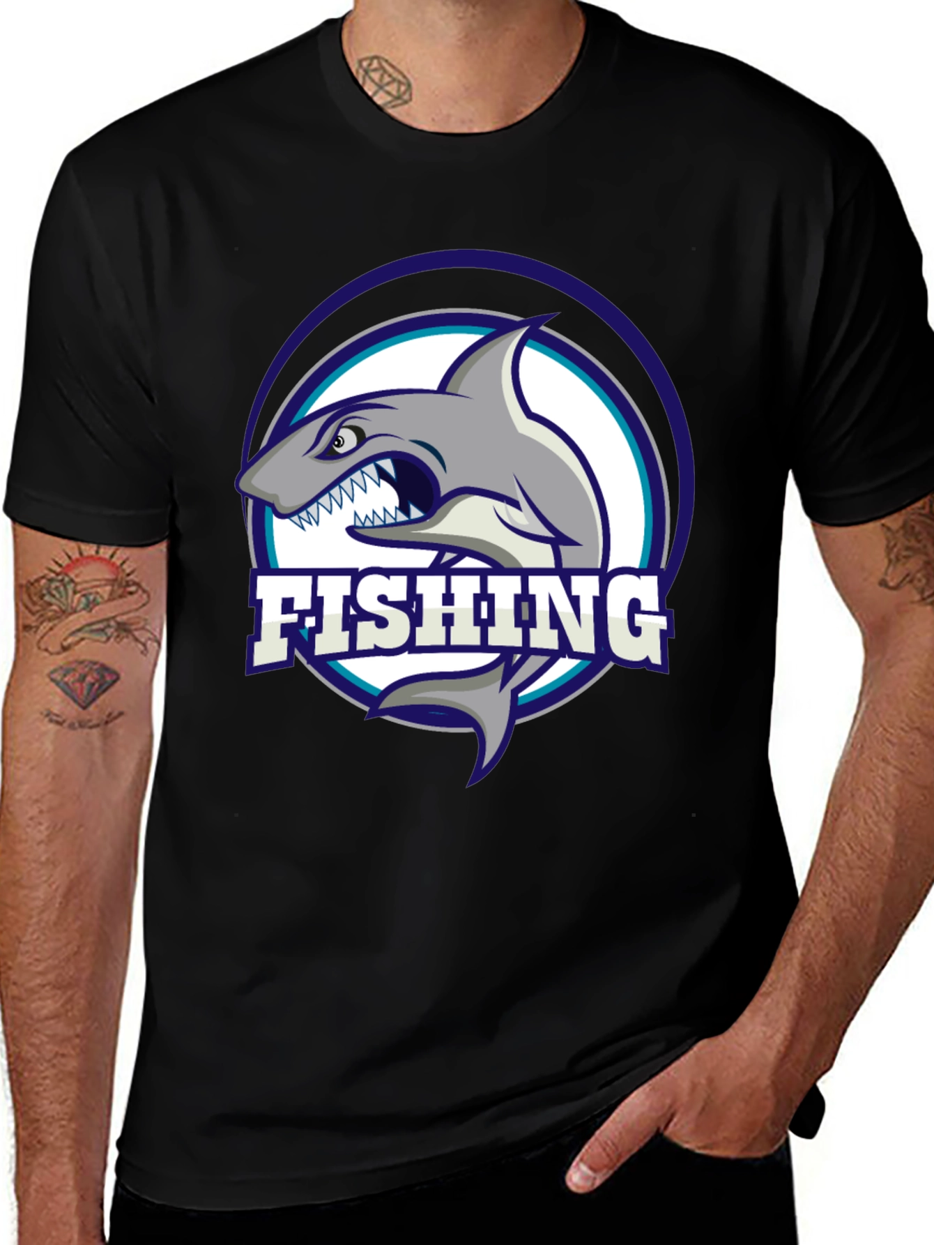 Variant 10 of Fishing Shark Graphic Tee - Angler's Delight