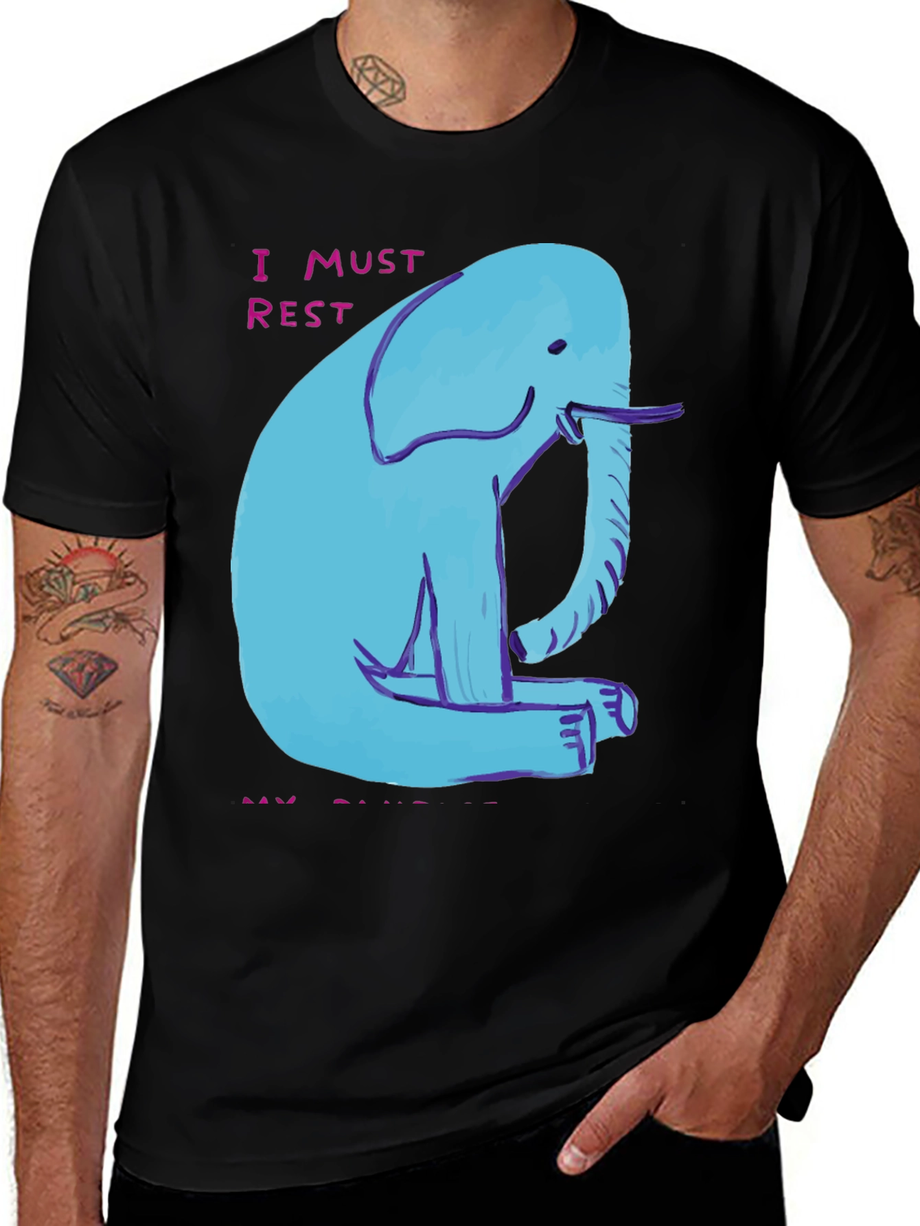 Variant 17 of Blue Elephant Graphic Tee - I Must Rest