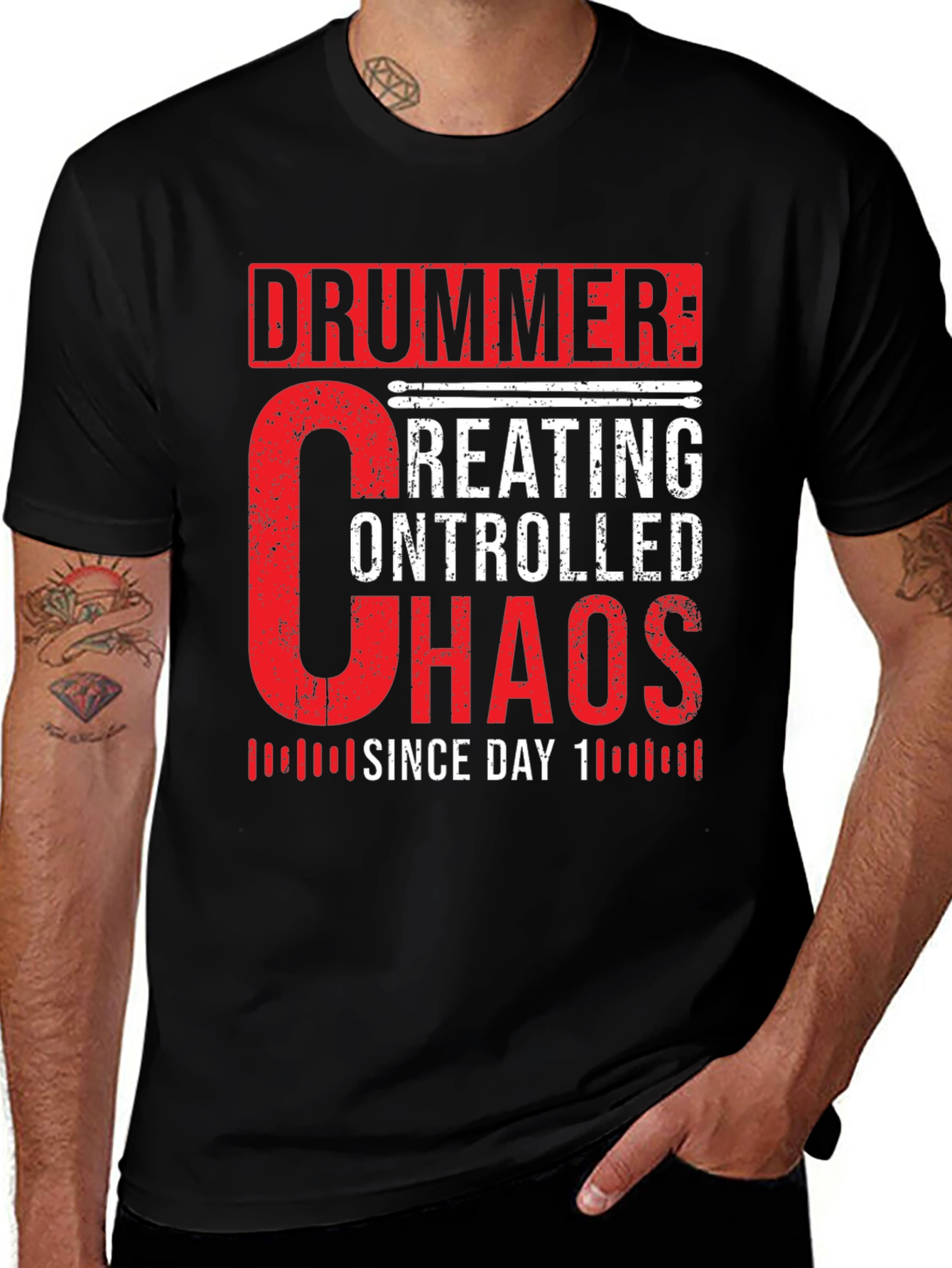 Variant 23 of Drummer Creating Controlled Chaos T-Shirt