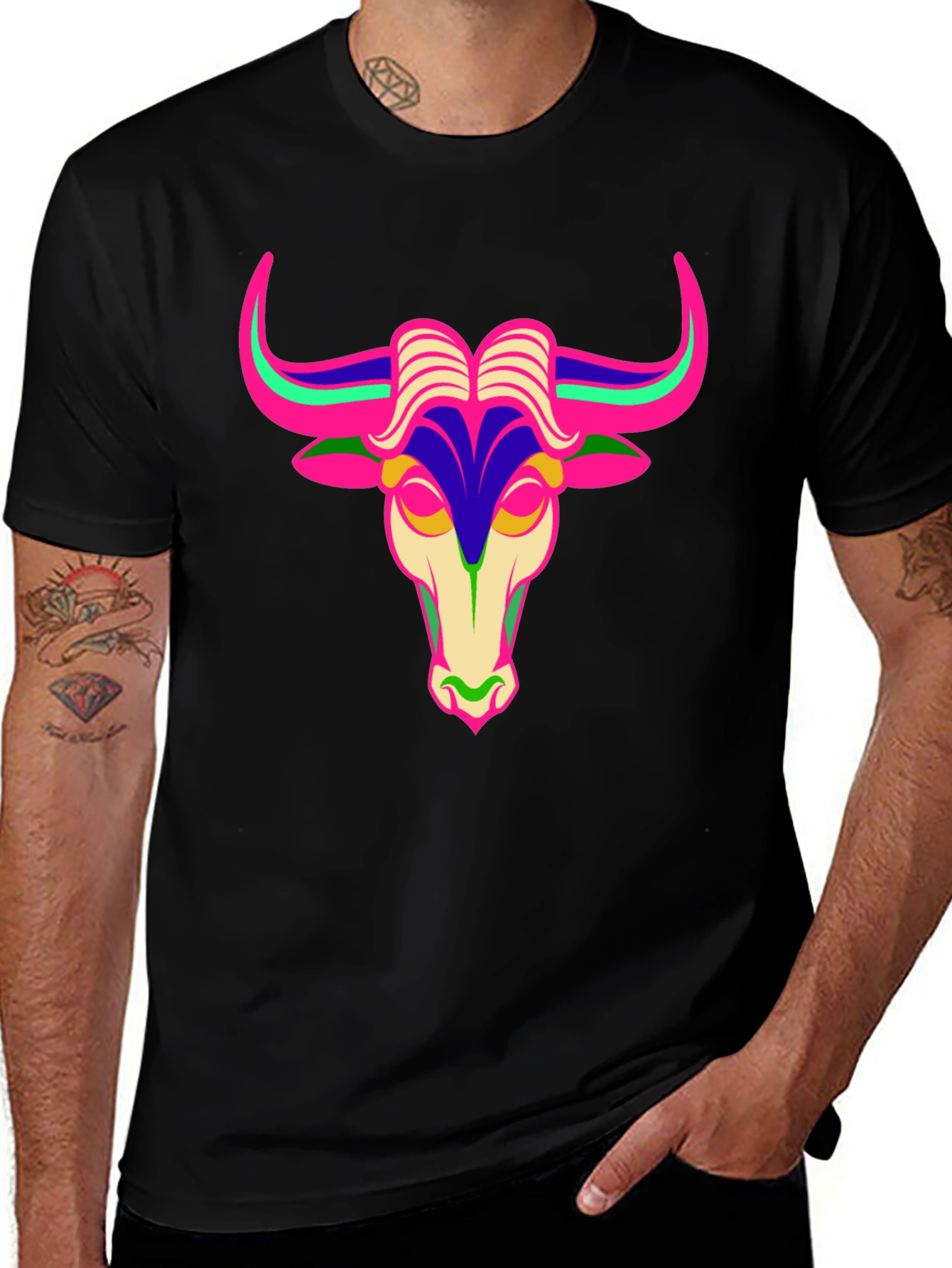 Variant 14 of Bold Bull Graphic Tee - Black Cotton T-Shirt