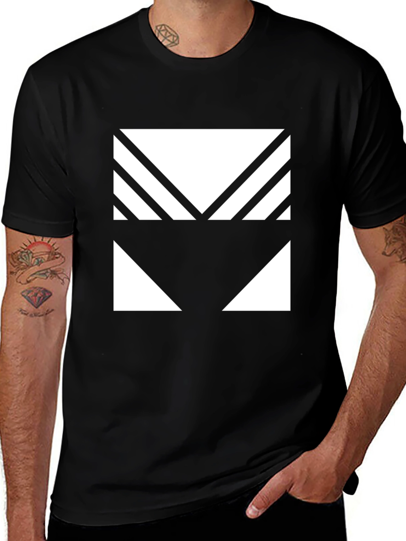 Variant 24 of Geometric Graphic Tee - Modern Black T-Shirt