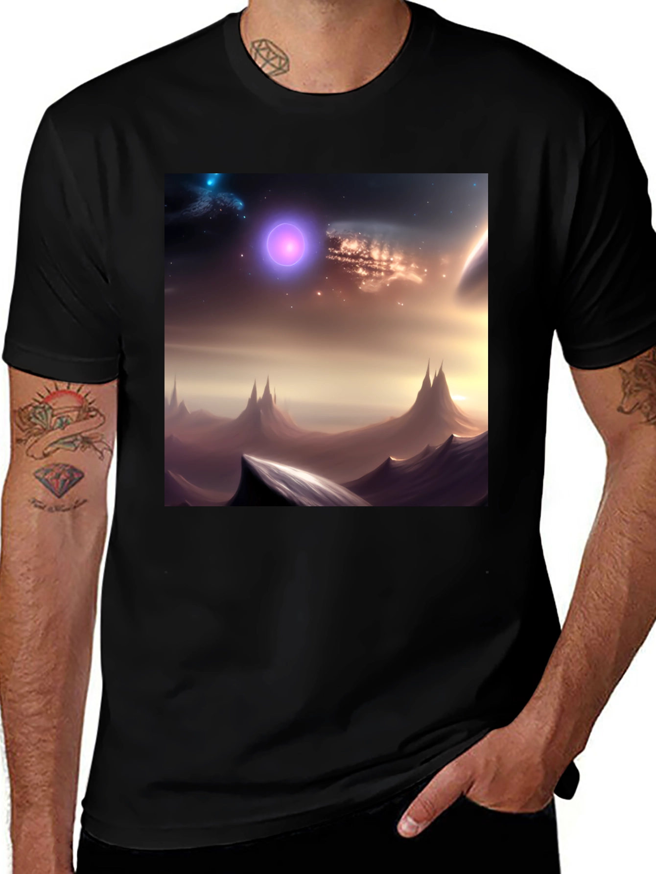 Variant 14 of Galaxy Scene Graphic Black T-Shirt