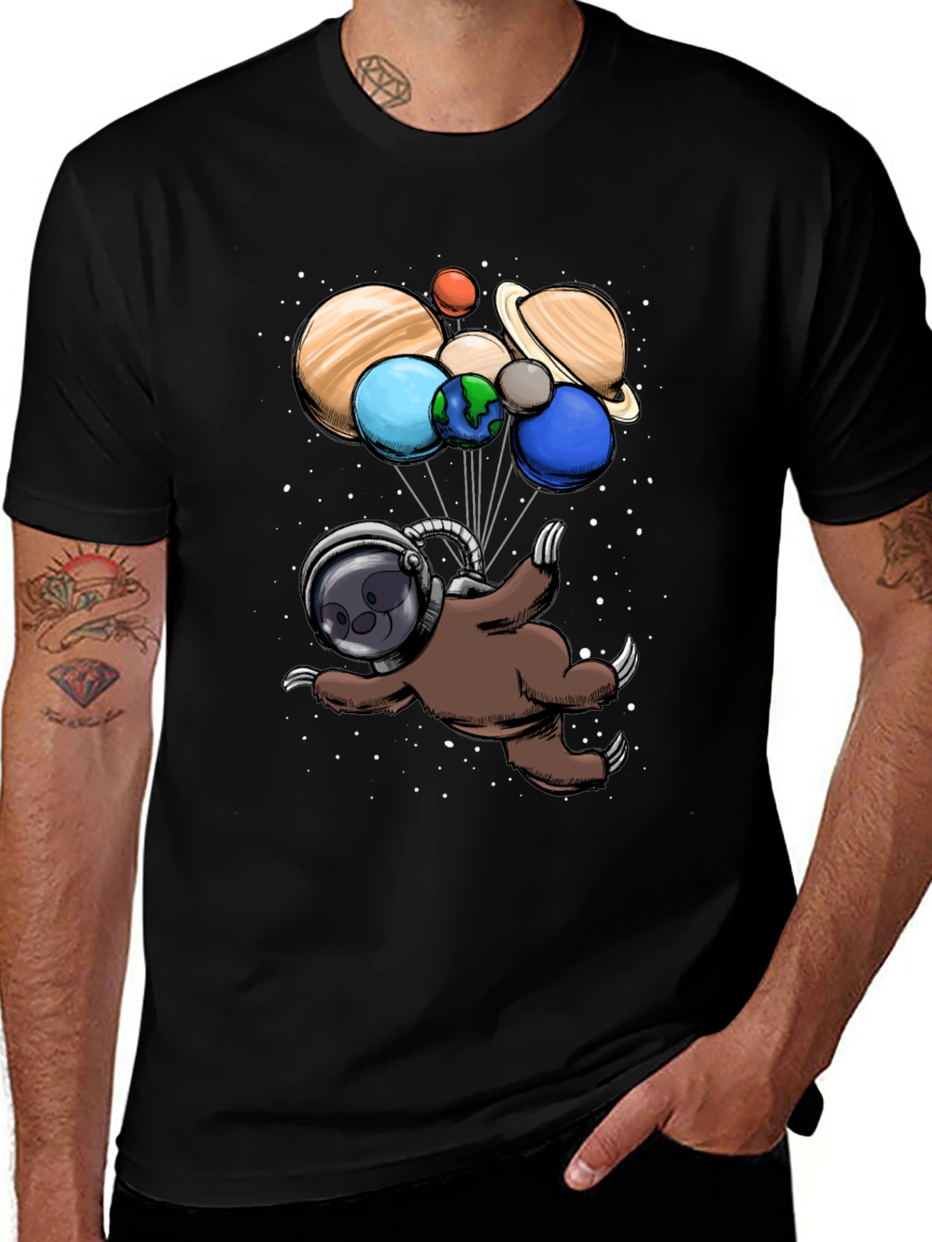 Variant 6 of Astronaut Sloth Graphic T-Shirt