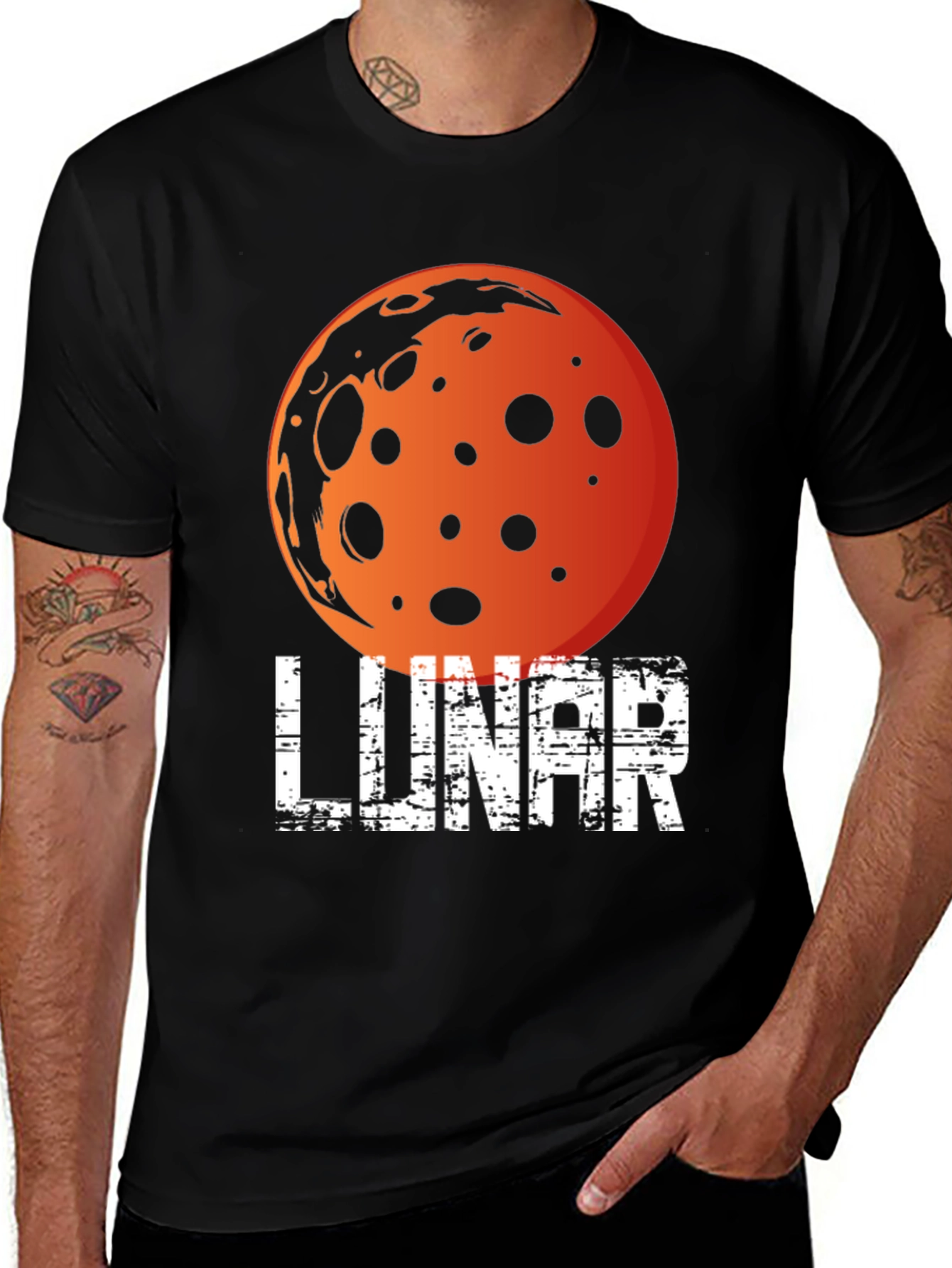 Lunar Graphic Tee - Black Cotton T-Shirt