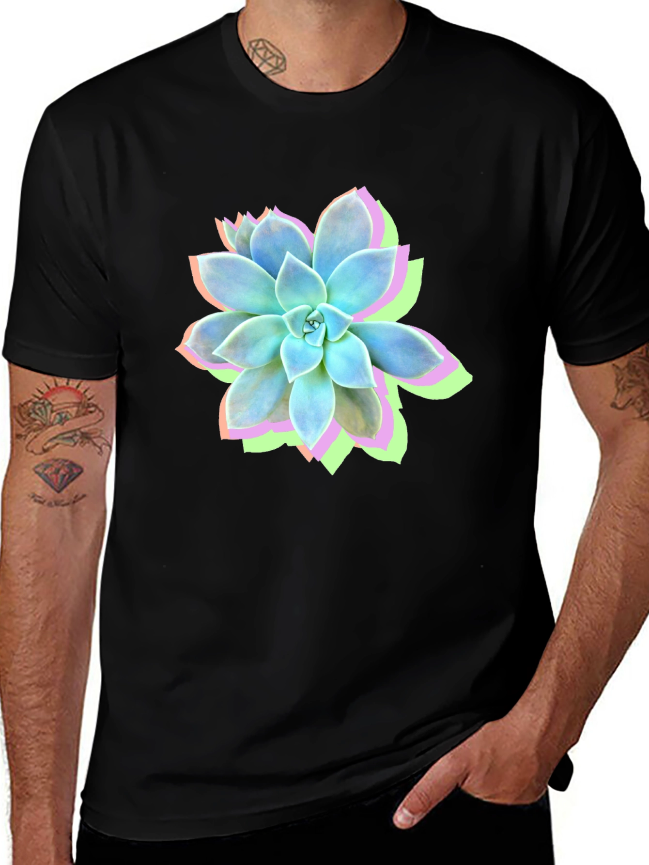 Variant 23 of Succulent Graphic Black T-Shirt