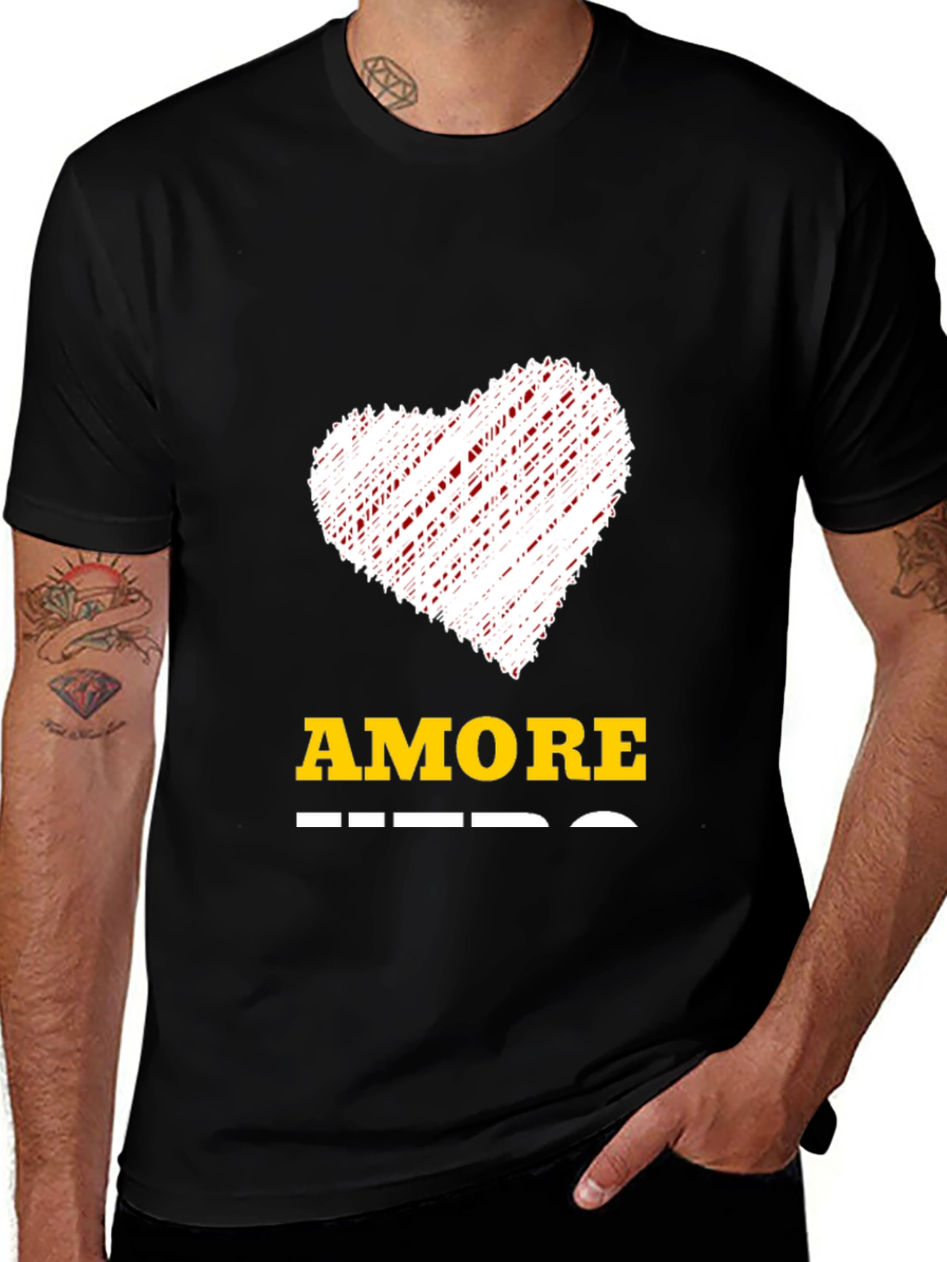 Variant 6 of Amore Heart Graphic Tee - Men's Black T-Shirt