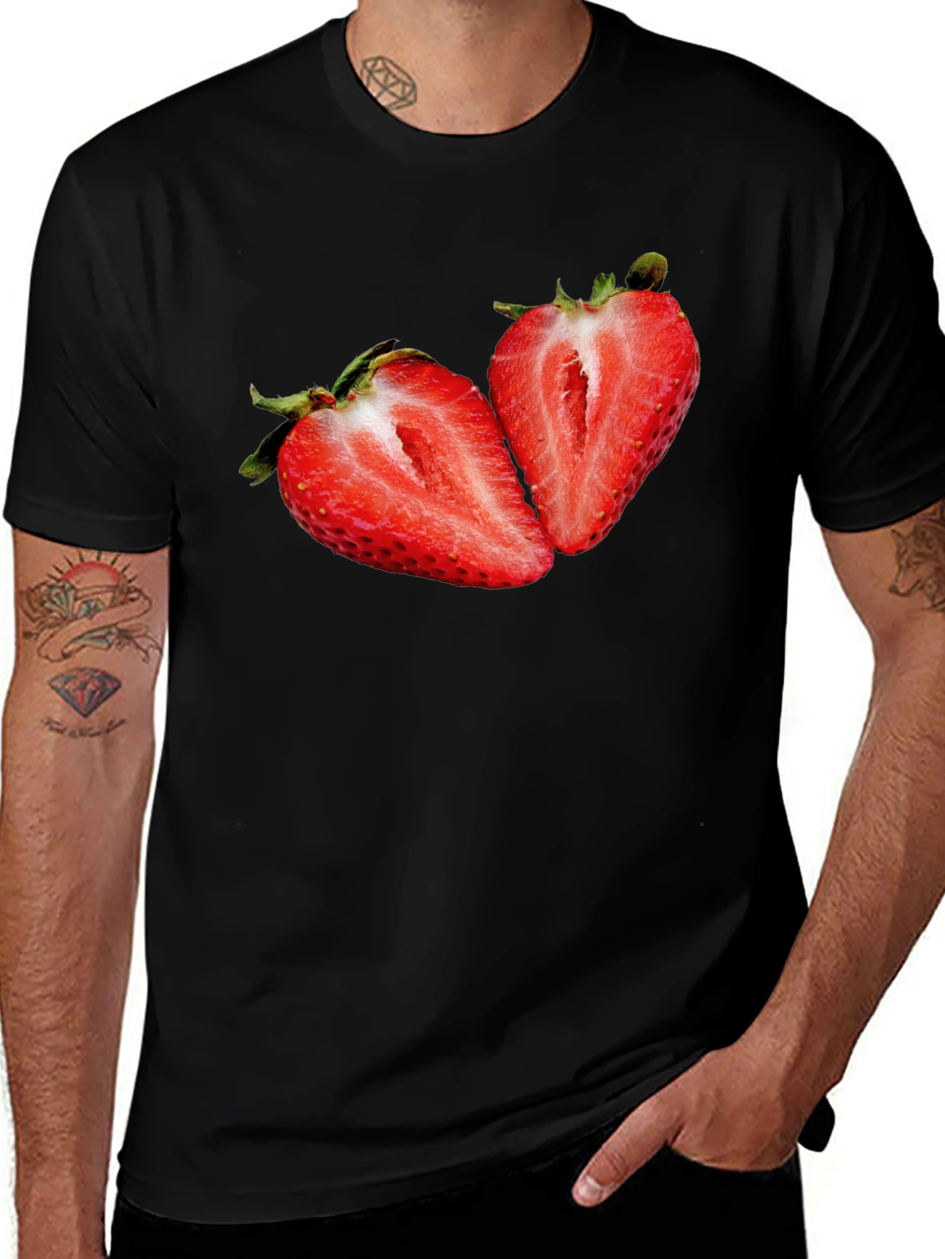 Variant 27 of Strawberry Graphic Black T-Shirt