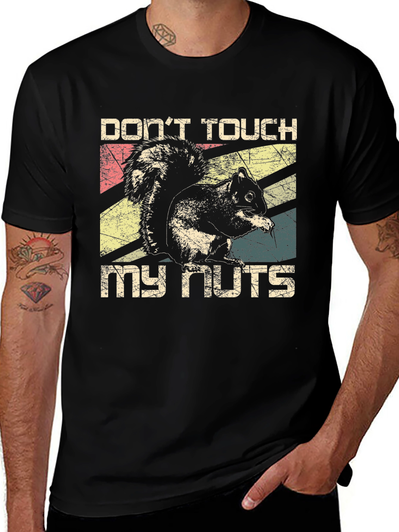 Variant 2 of Don't Touch My Nuts Squirrel Graphic Tee - Black