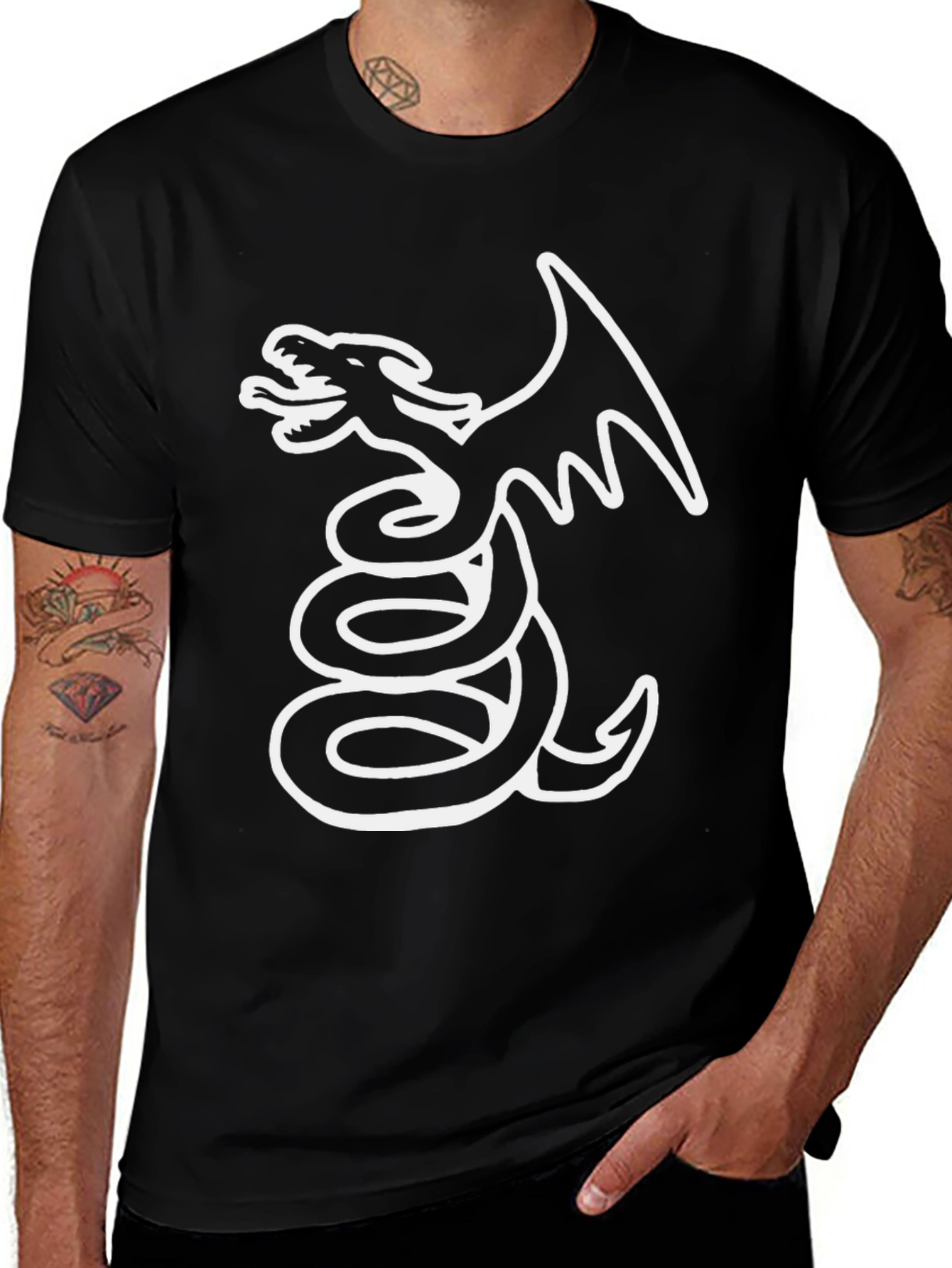 Variant 16 of Dragon T-Shirt - Black Cotton Graphic Tee