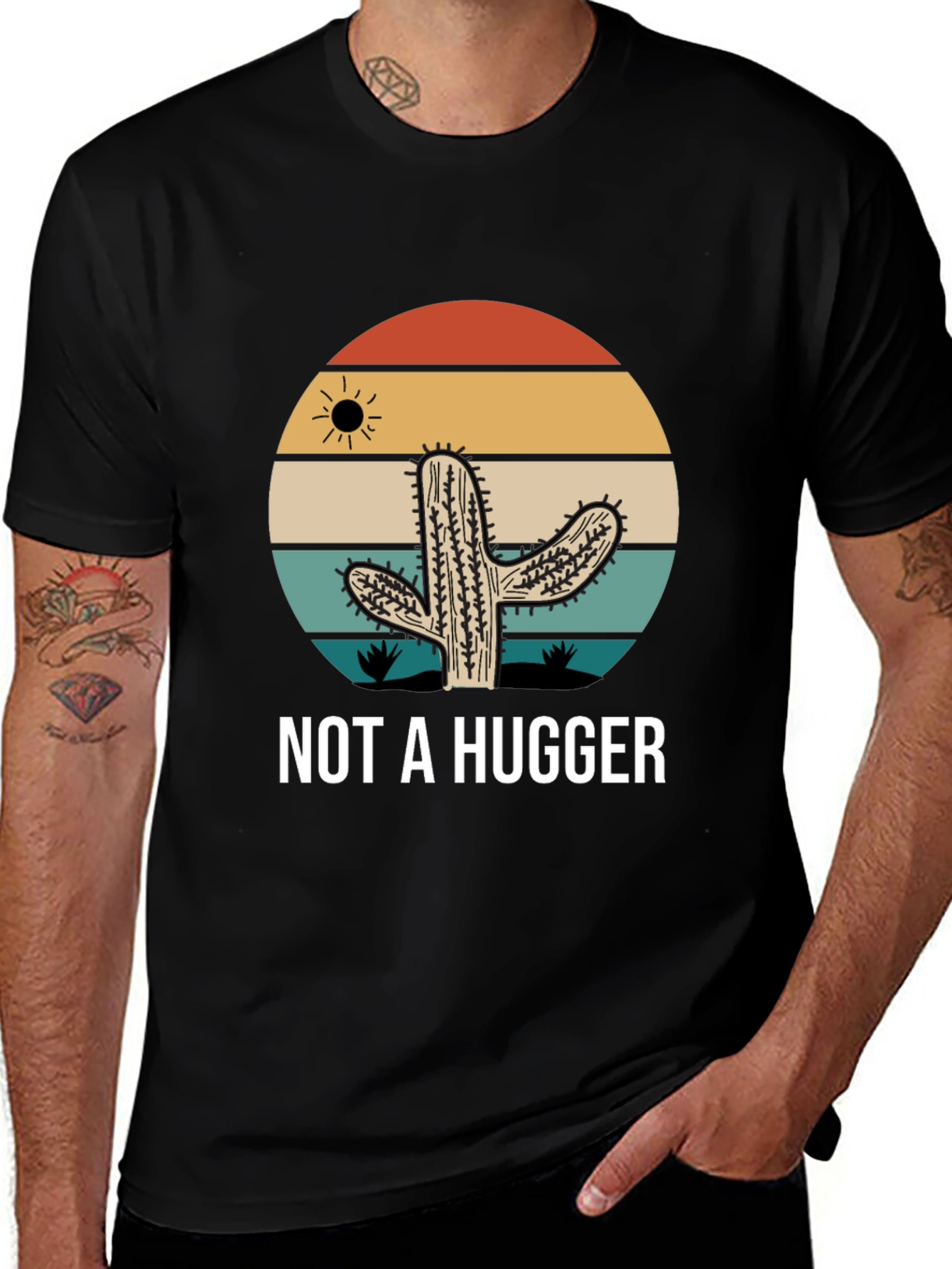 Variant 20 of Not A Hugger Cactus Graphic Tee - Sarcastic Novelty T-Shirt