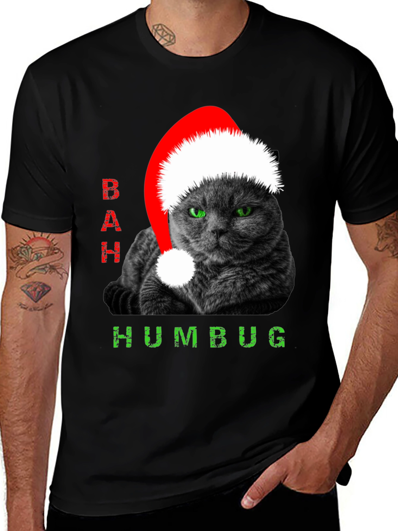 Bah Humbug Cat Christmas T-Shirt
