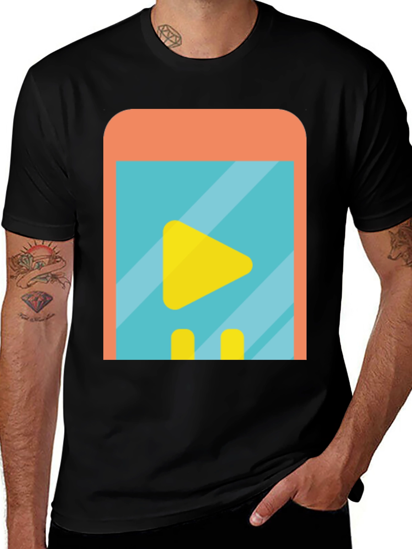Variant 23 of Play Button Graphic Tee - Modern Design