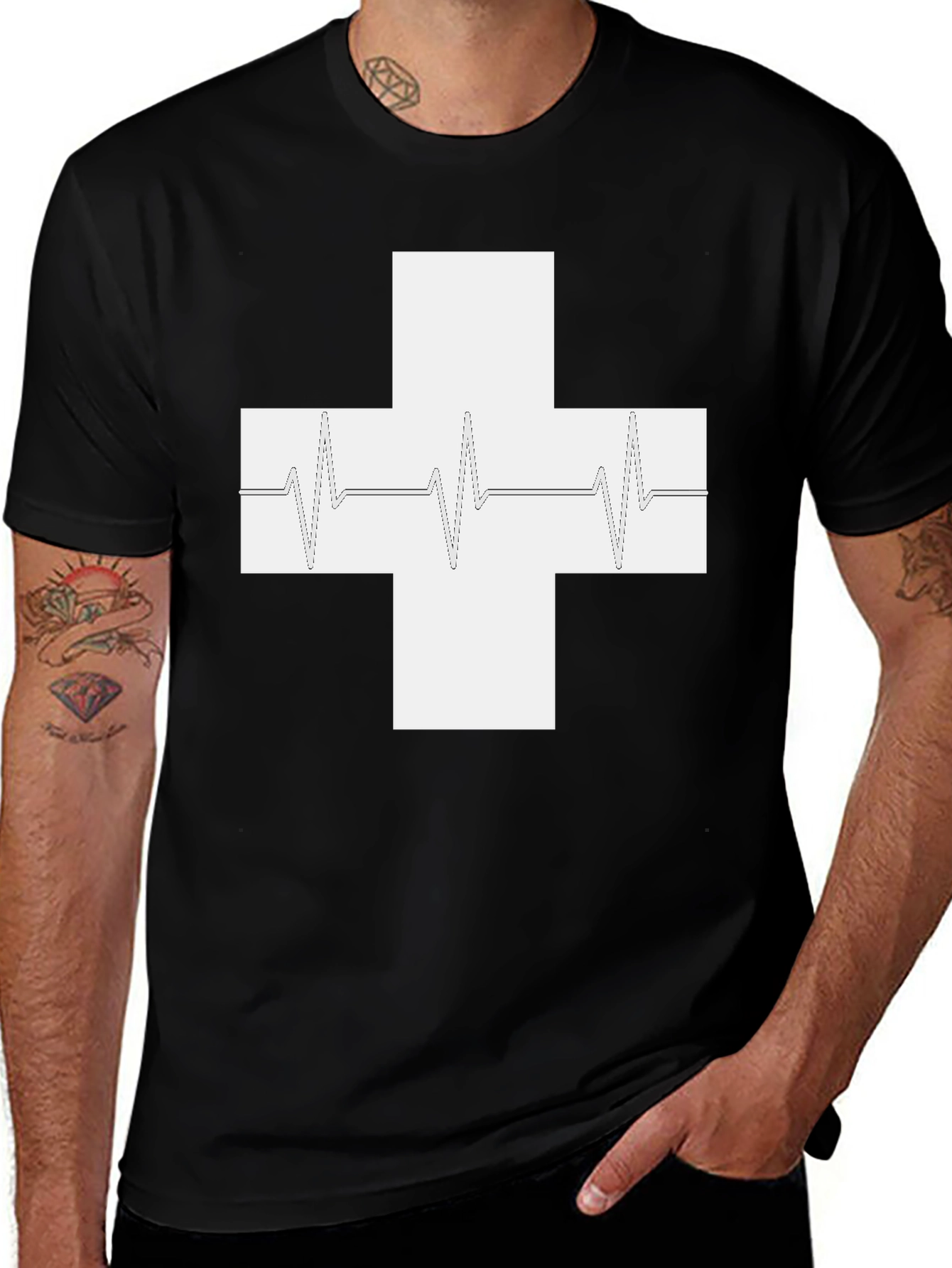 Variant 8 of Heartbeat Cross Graphic Tee