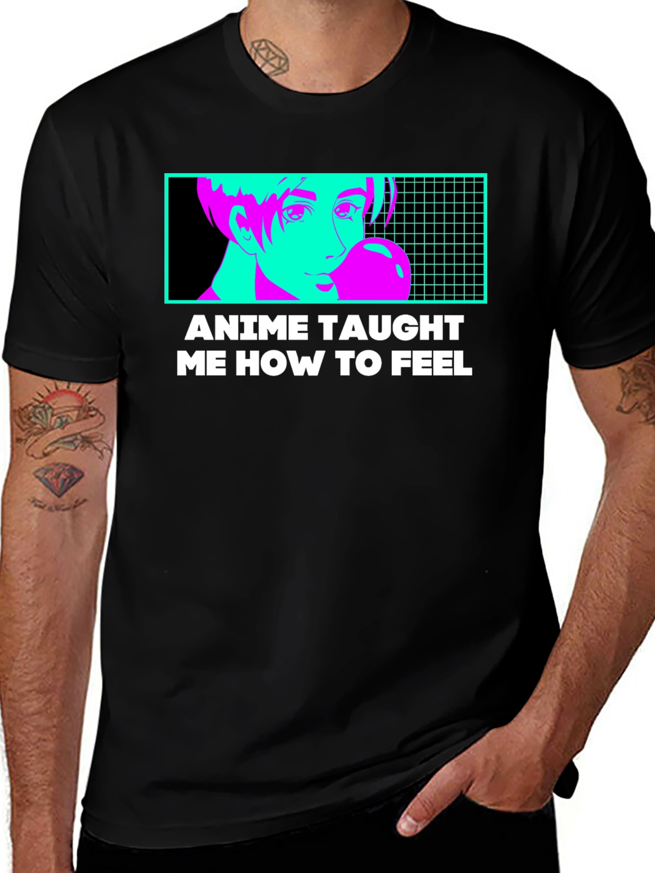 Variant 26 of Anime Taught Me How to Feel Black T-Shirt
