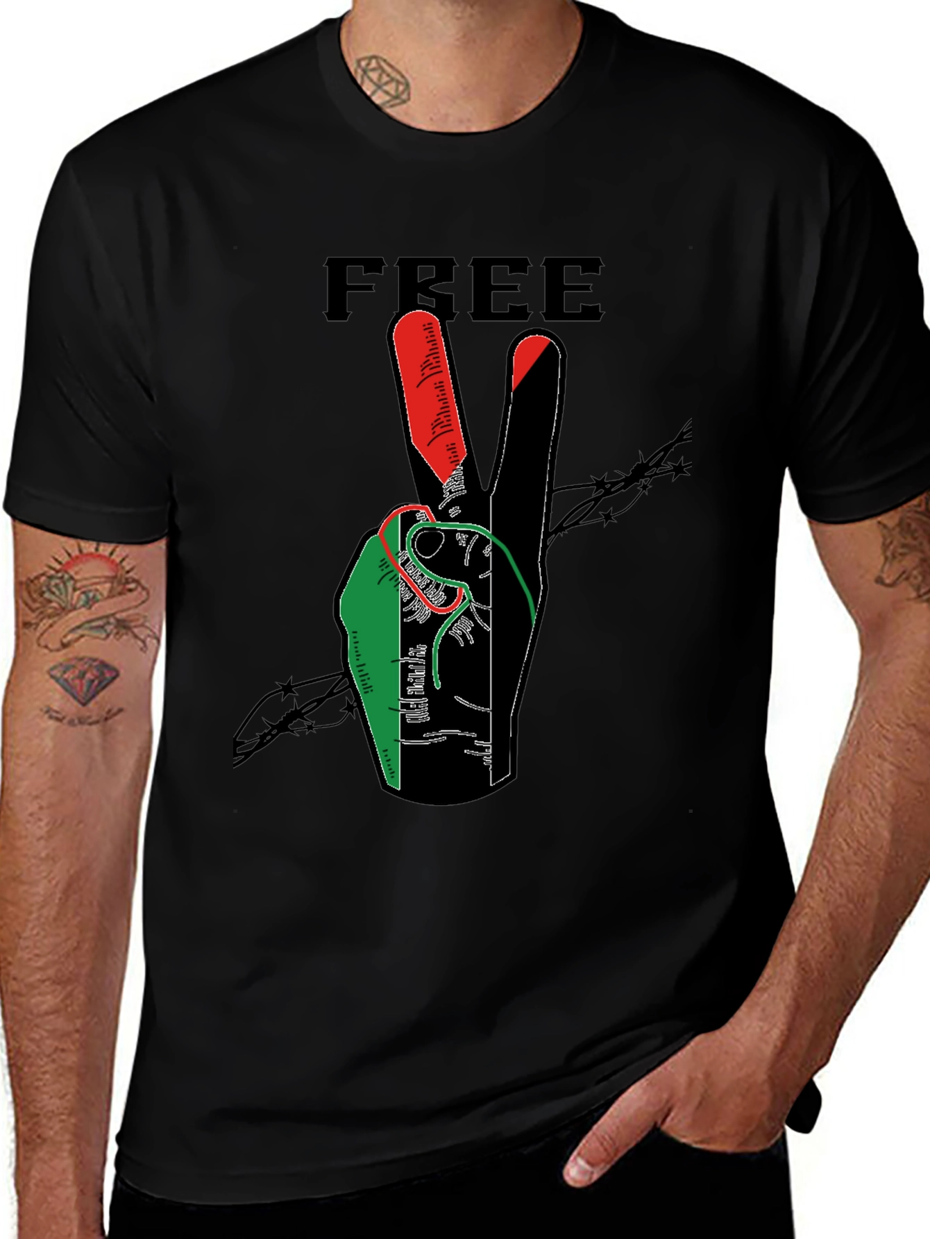 Variant 15 of Free Peace Hand Graphic Print T-Shirt