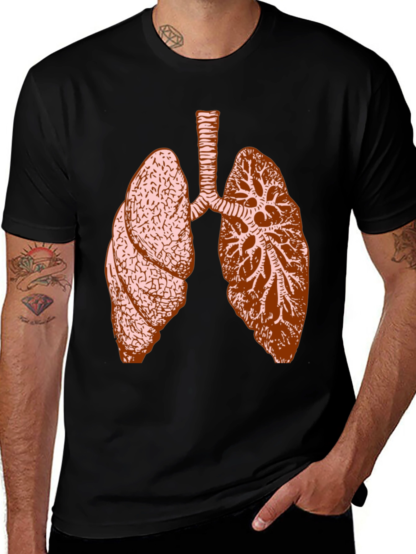 Variant 3 of Anatomical Lungs Graphic Tee - Unique Body Art