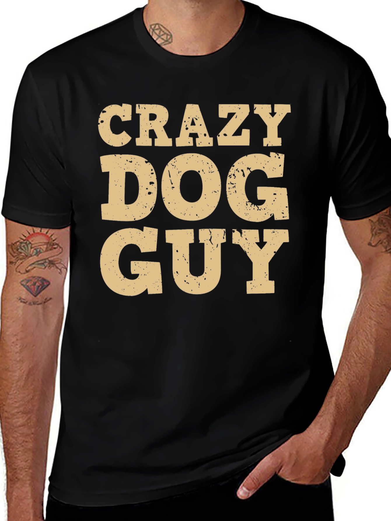 Black Crazy Dog Guy T-Shirt - Funny Pet Lover Tee main image