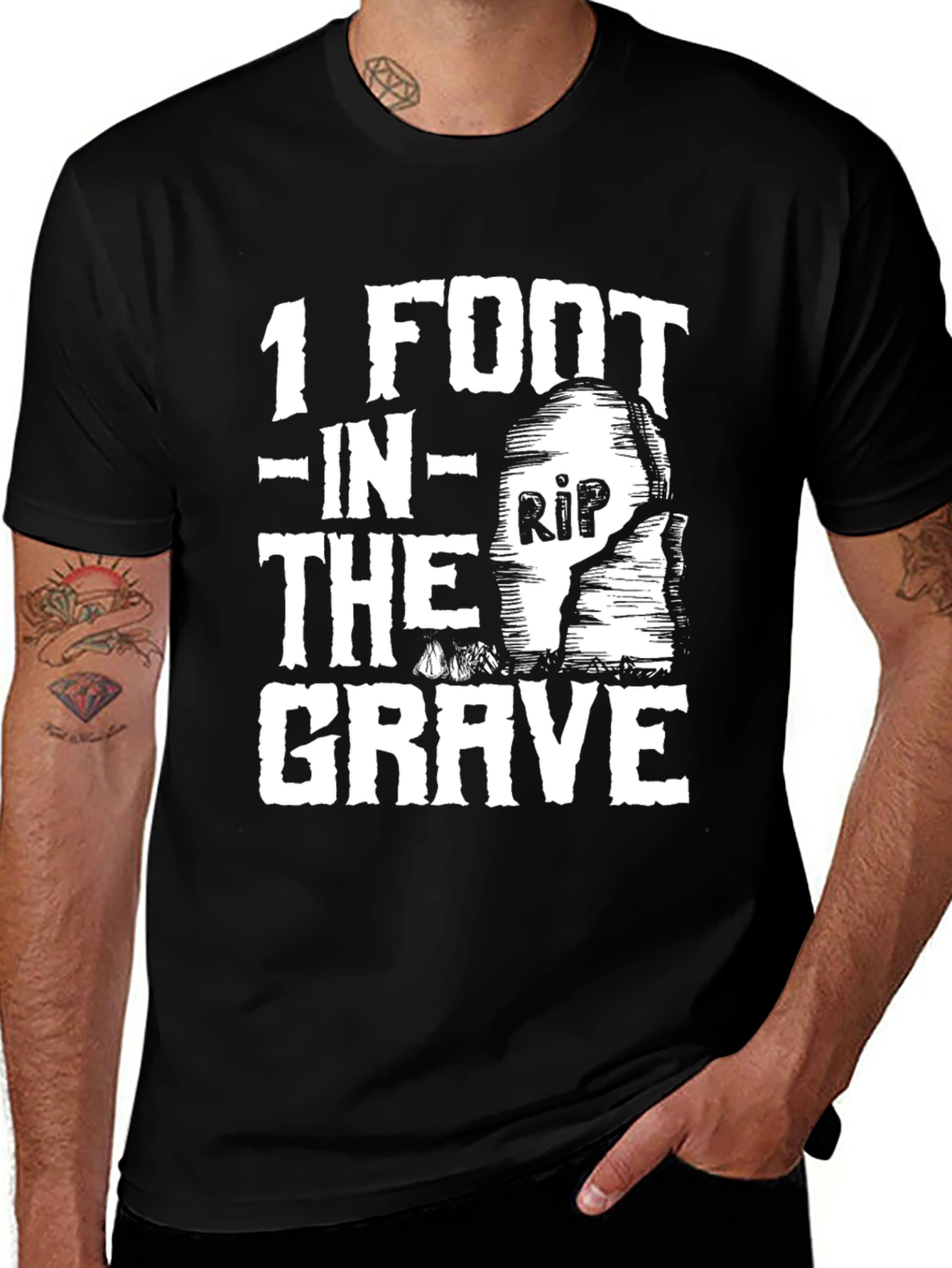 Variant 24 of 1 Foot in the Grave Funny Graphic Tee