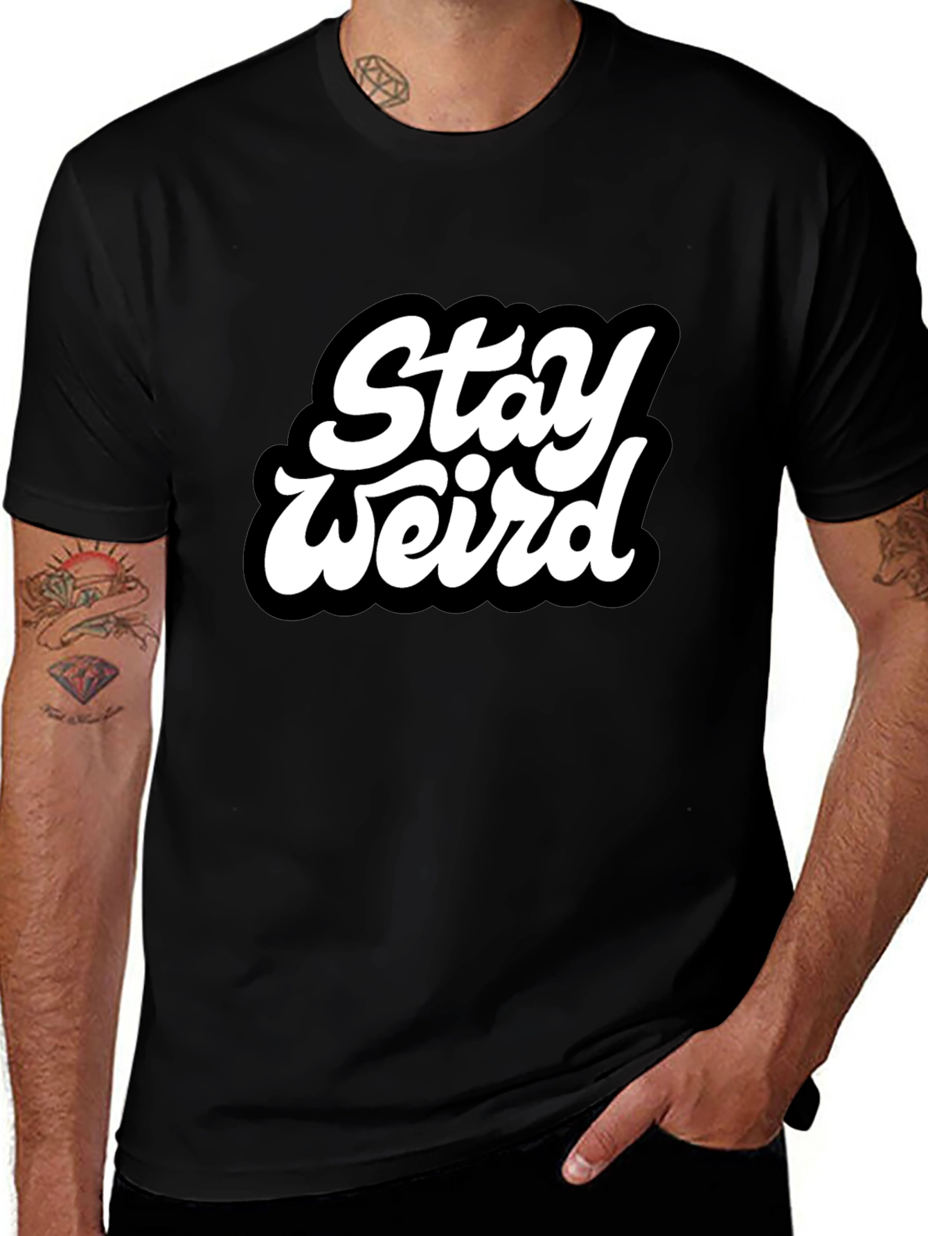 Variant 9 of Stay Weird Black Graphic Tee