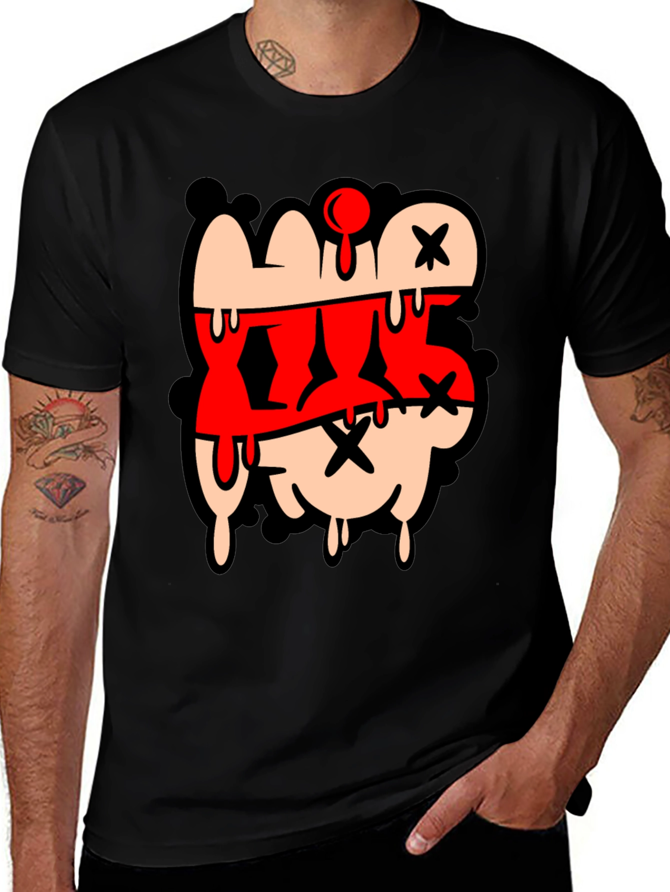Variant 22 of XXX Graphic T-Shirt - Black Crew Neck Tee
