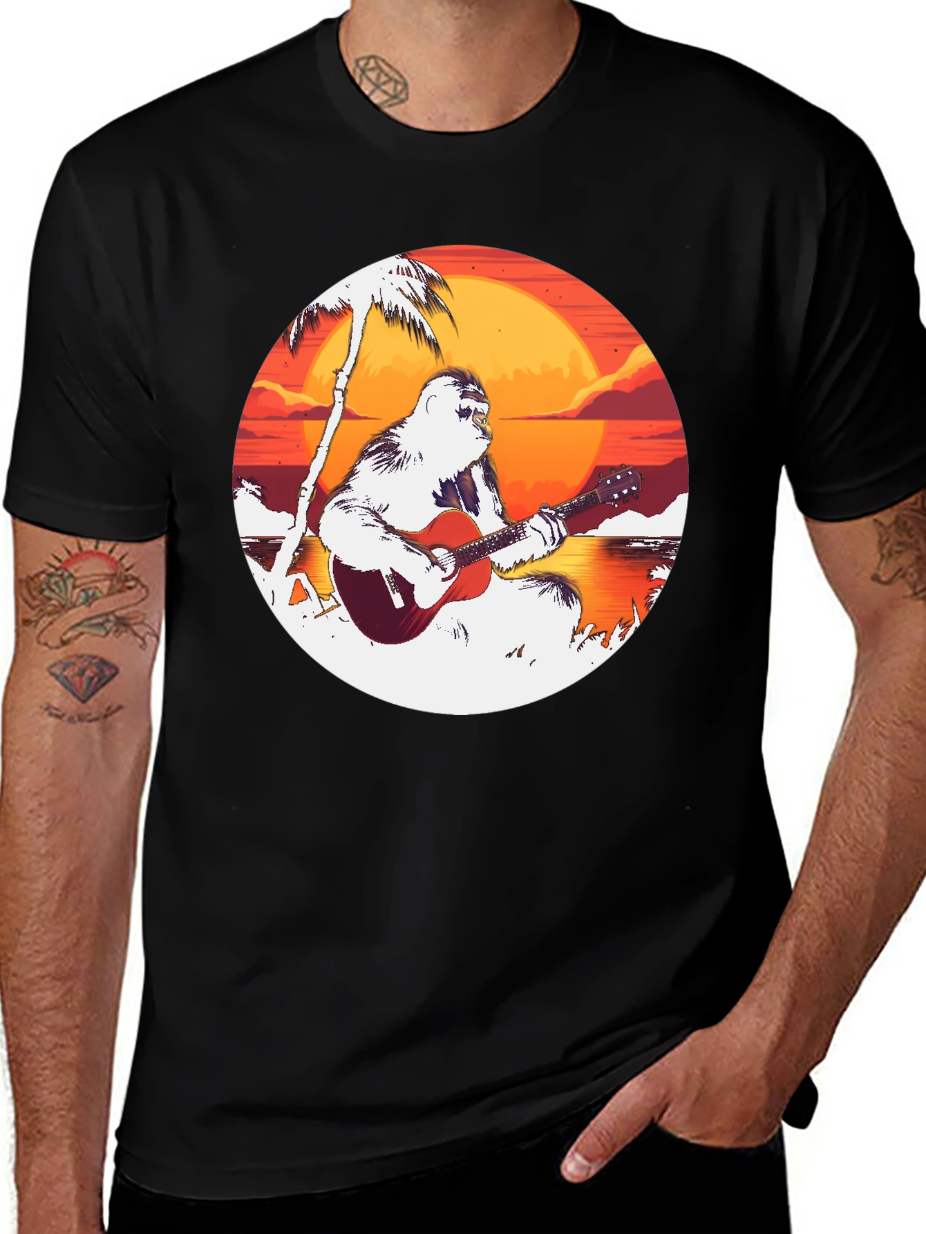 Variant 3 of Ape Guitar Sunset Black Tee