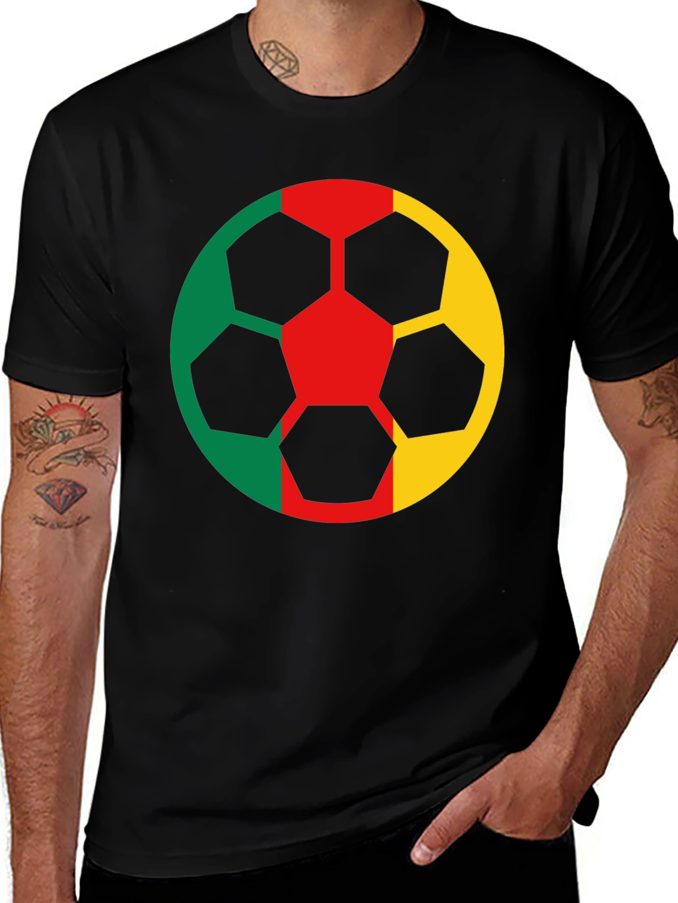Variant 10 of Cameroon Flag Soccer Ball Graphic T-Shirt